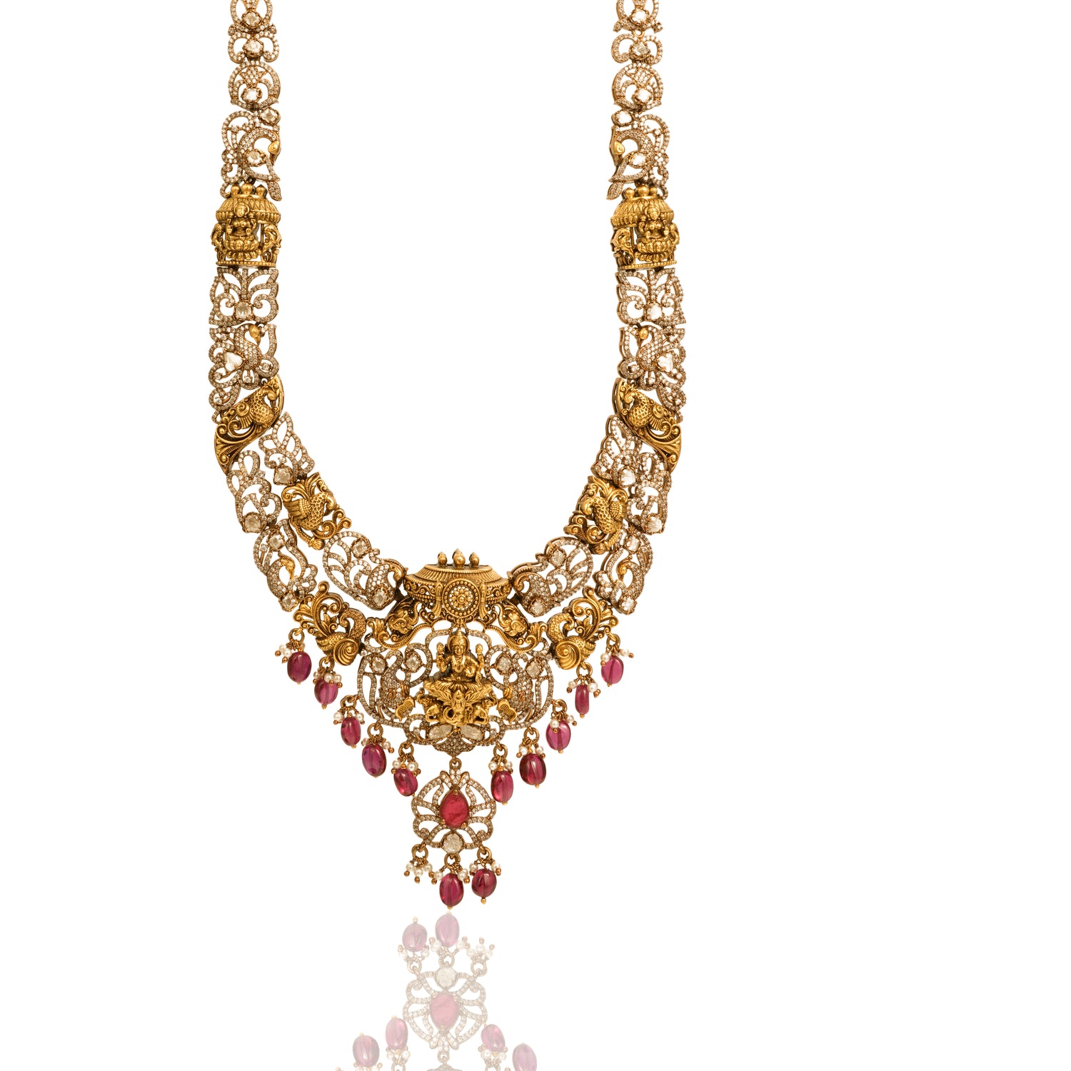 Rajeshwari Dual-Tone Divine Haram (Gold & Rhodium Mix)