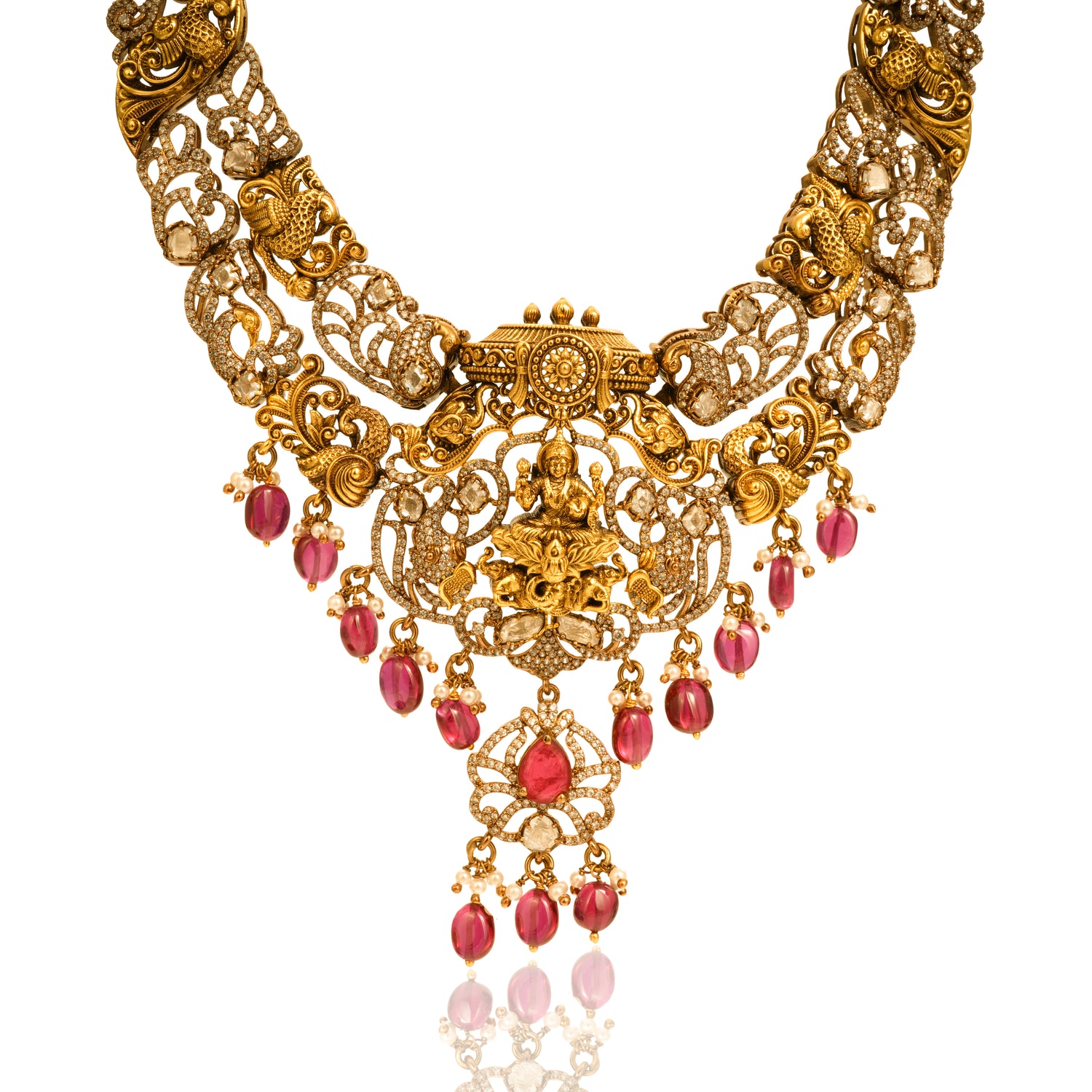 Rajeshwari Dual-Tone Divine Haram (Gold & Rhodium Mix)