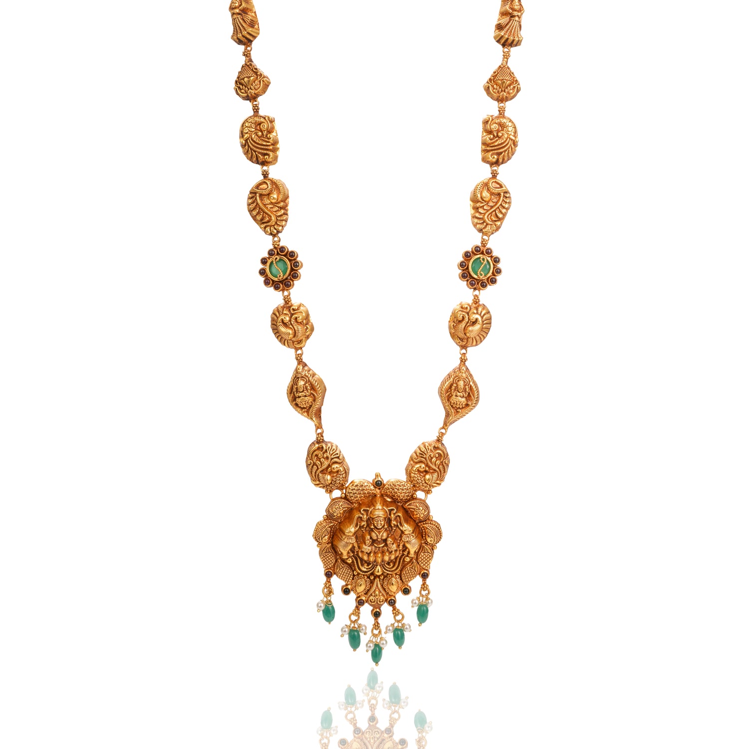 Sundari Sunset Divine Silver Haram Radiant Gold Finish – 75-00310