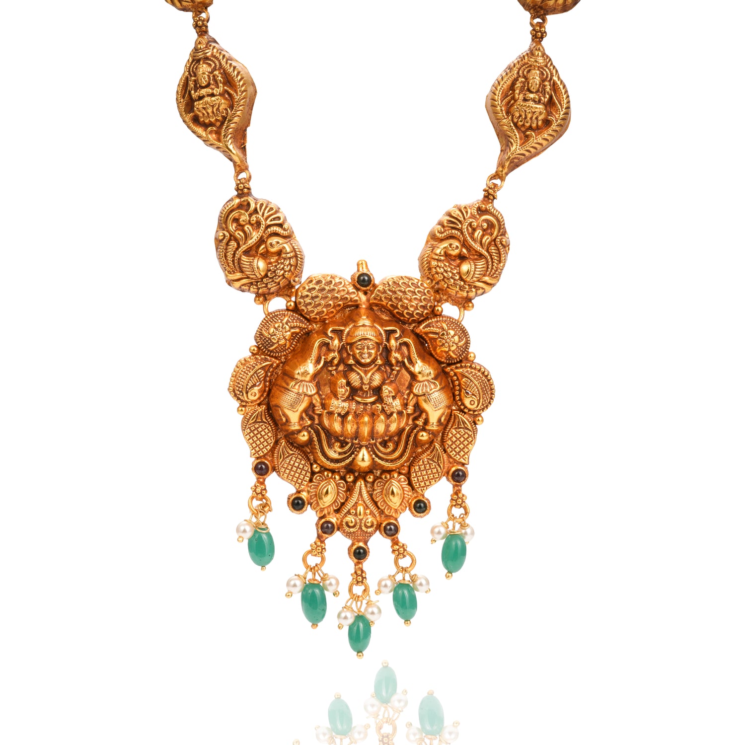 Sundari Sunset Divine Silver Haram Radiant Gold Finish – 75-00310