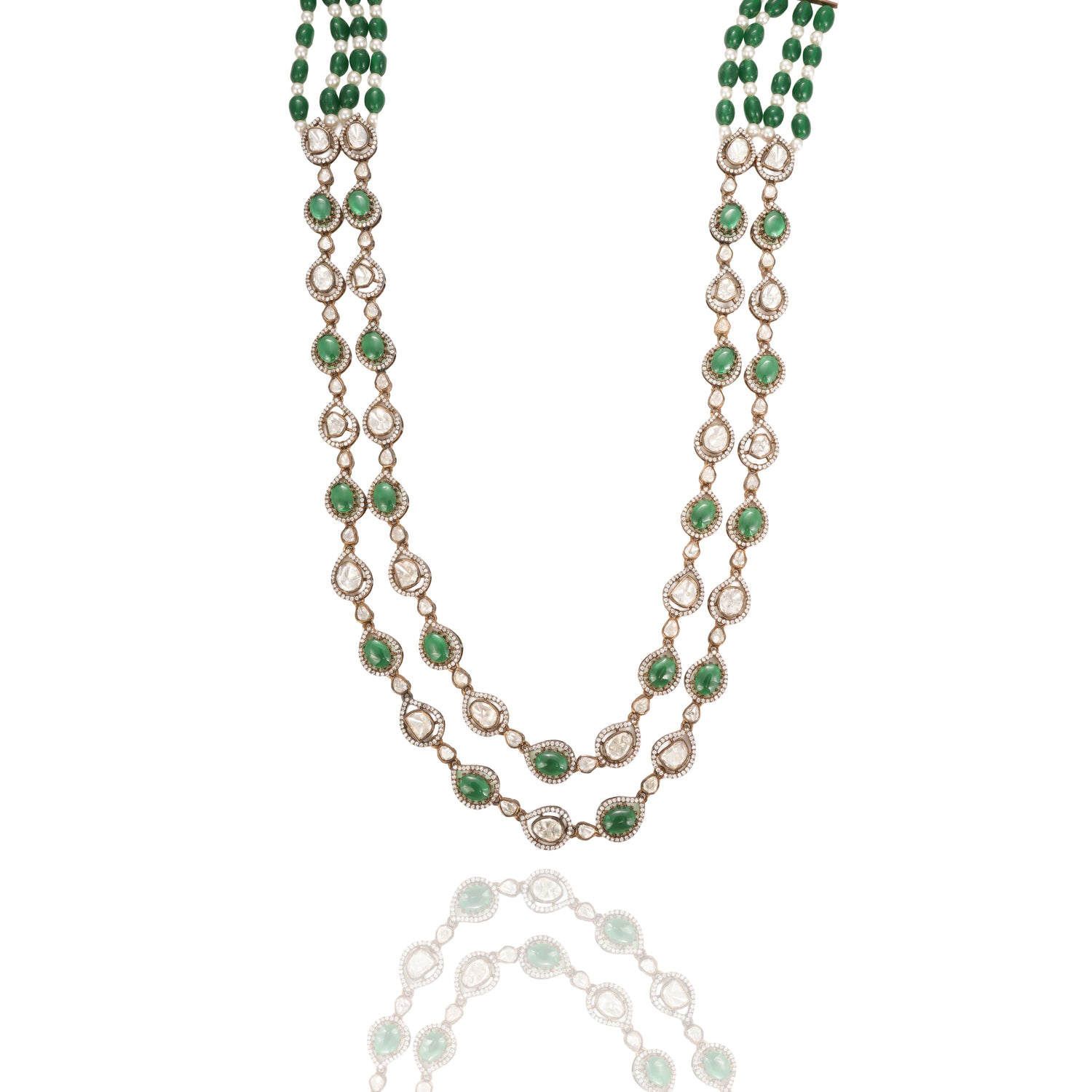 Emerald Ivory Luxe Stone Silver Haram Platinum Radiance – 75-00012