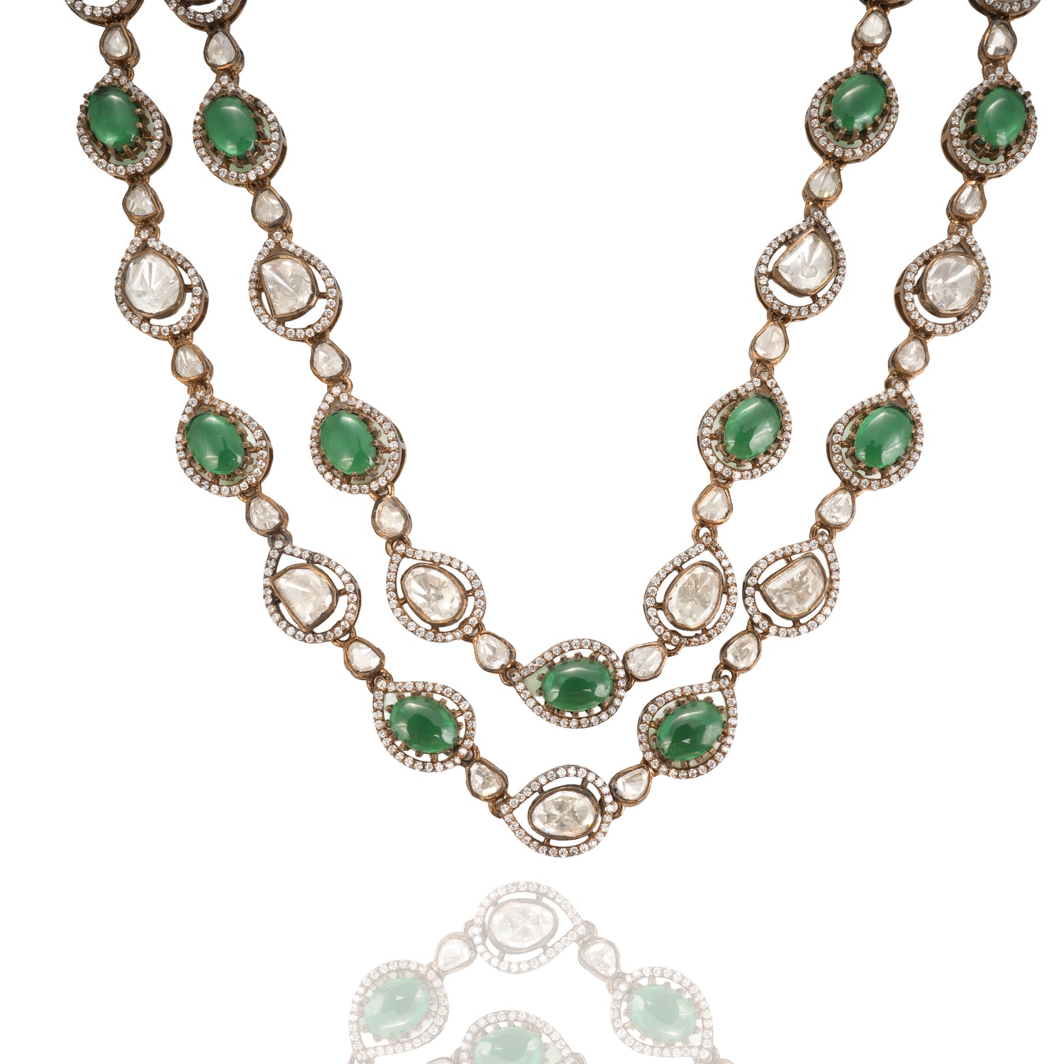 Emerald Ivory Luxe Stone Silver Haram Platinum Radiance – 75-00012