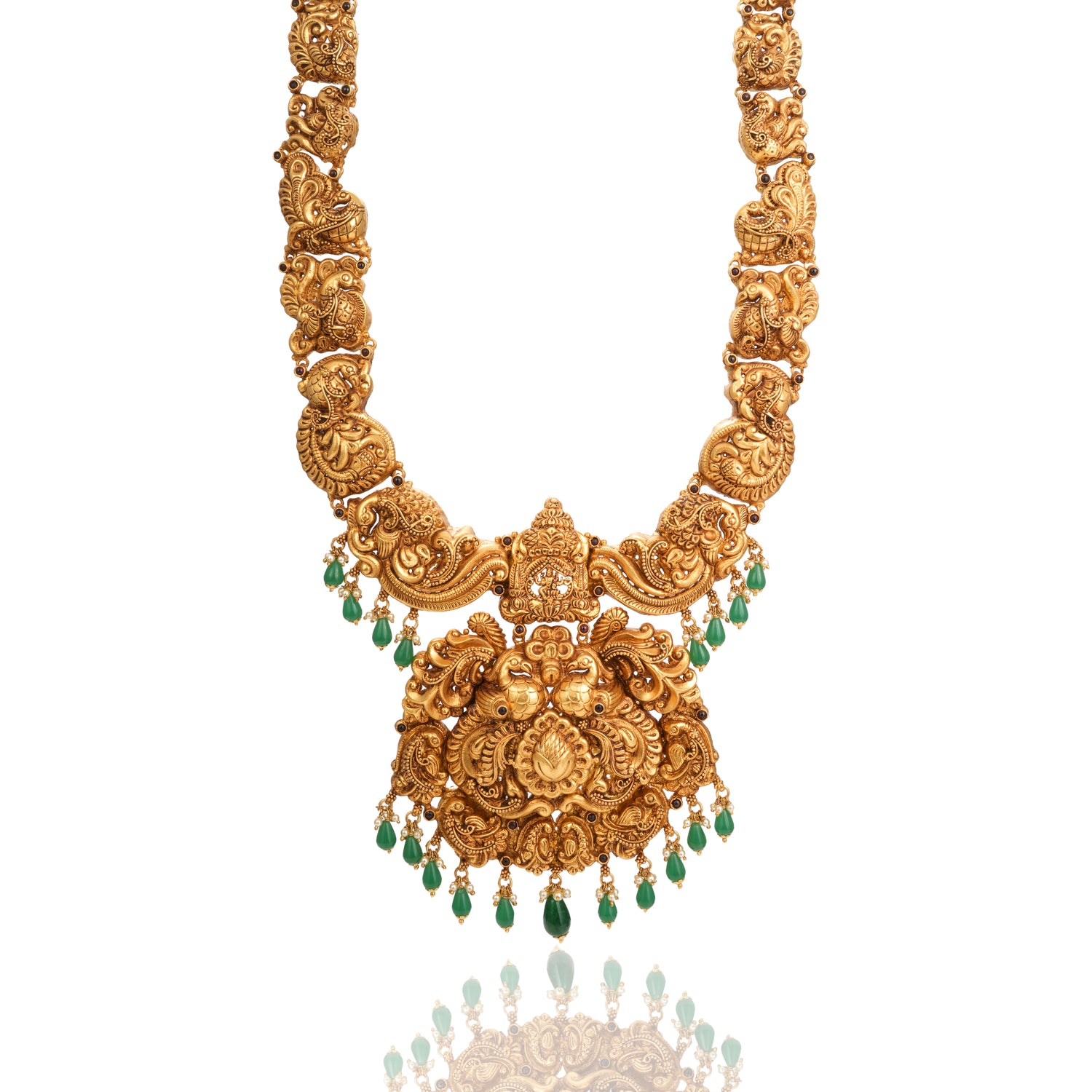 Nagasree Heritage Emerald Silver Haram Radiant Gold Finish – 75-00086