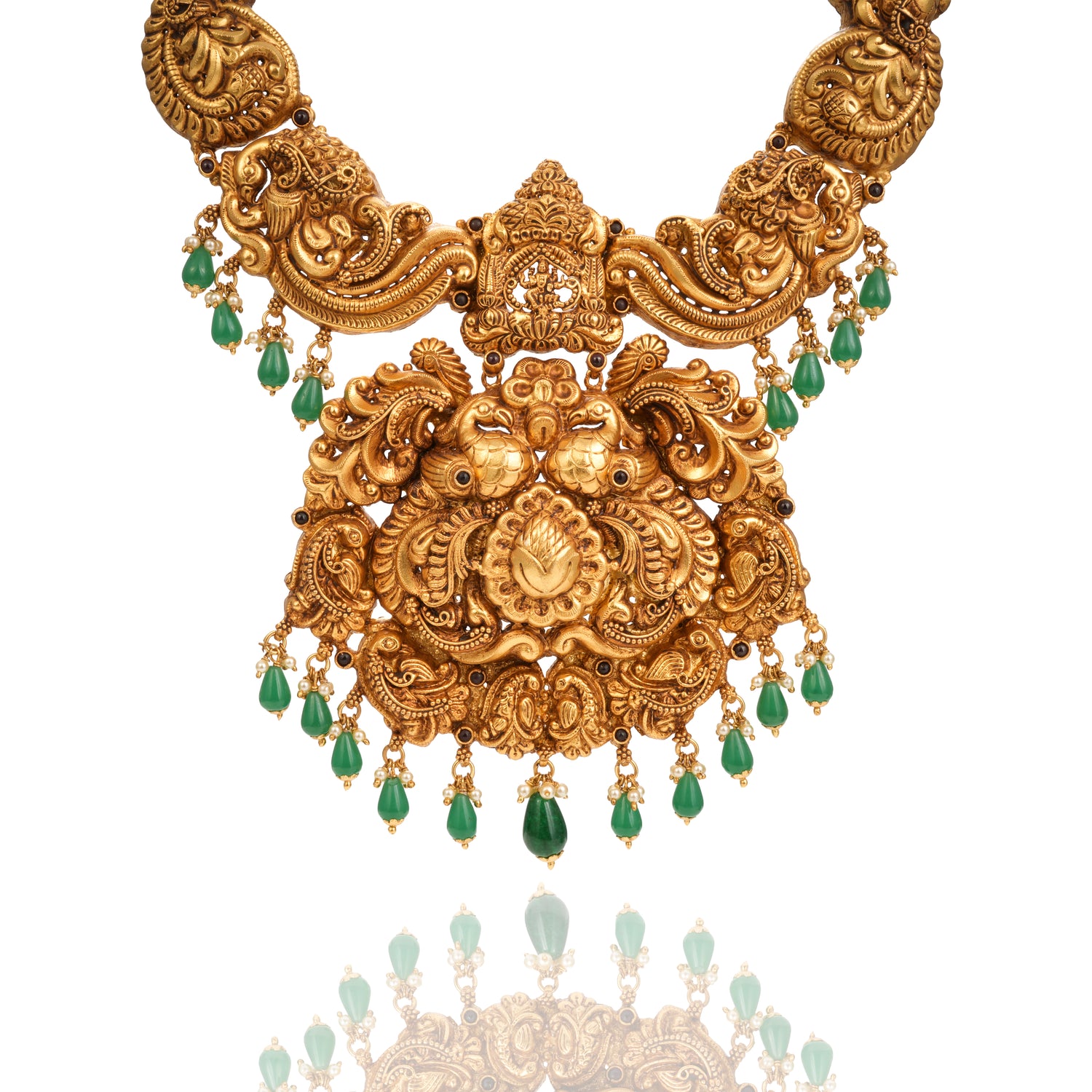Nagasree Heritage Emerald Silver Haram Radiant Gold Finish – 75-00086