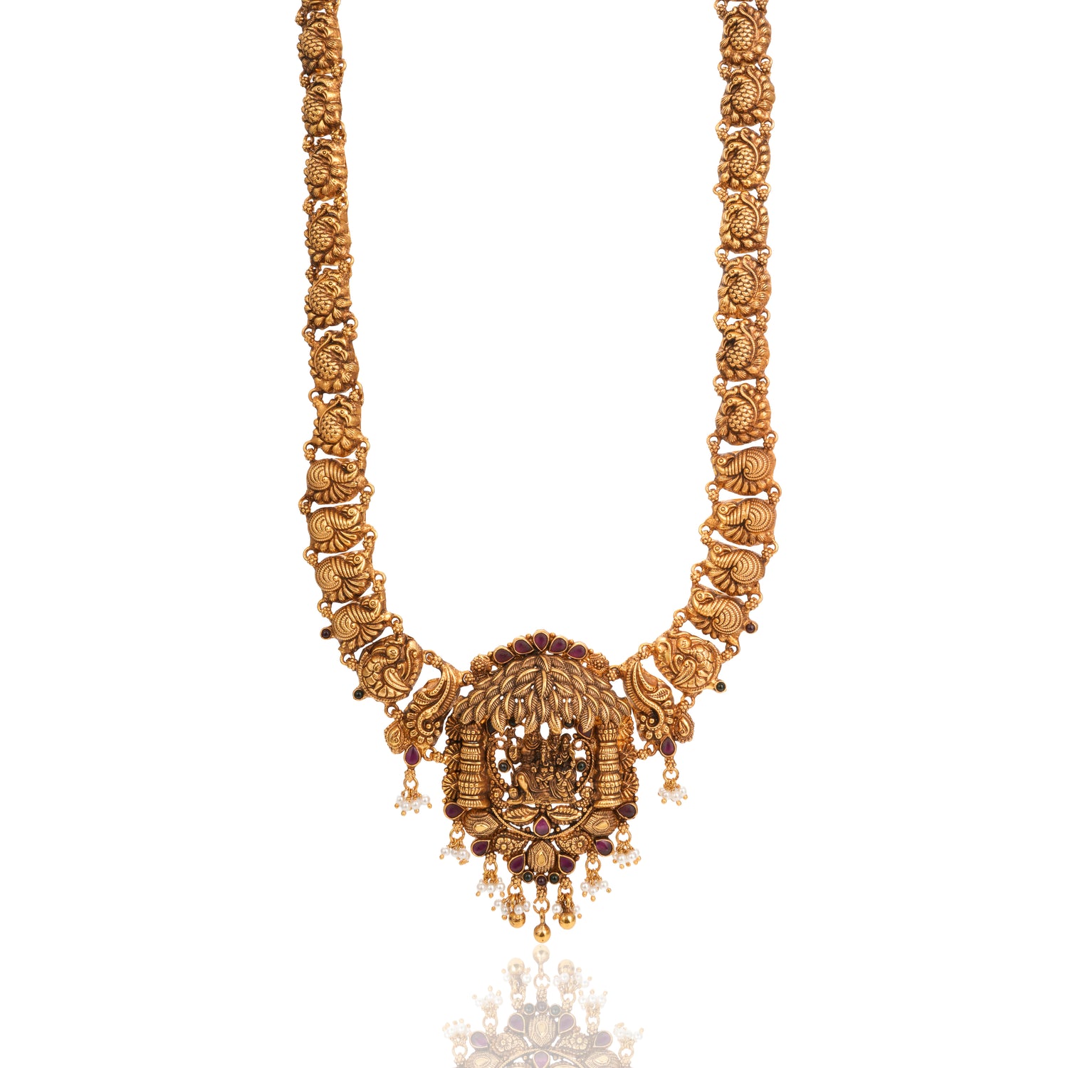Gopura Antique Ball Drop Silver Haram Radiant Gold Finish – 75-00043