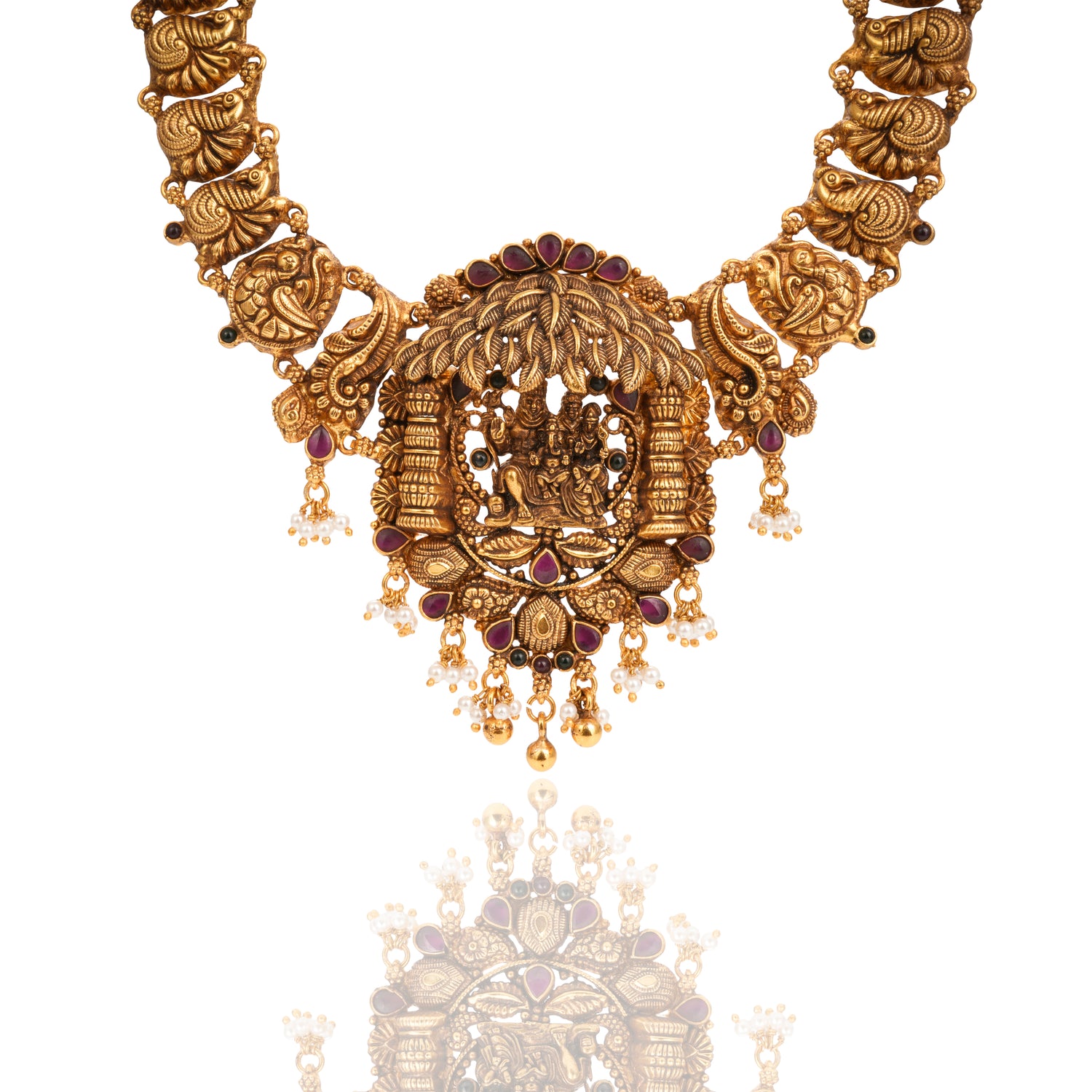 Gopura Antique Ball Drop Silver Haram Radiant Gold Finish – 75-00043