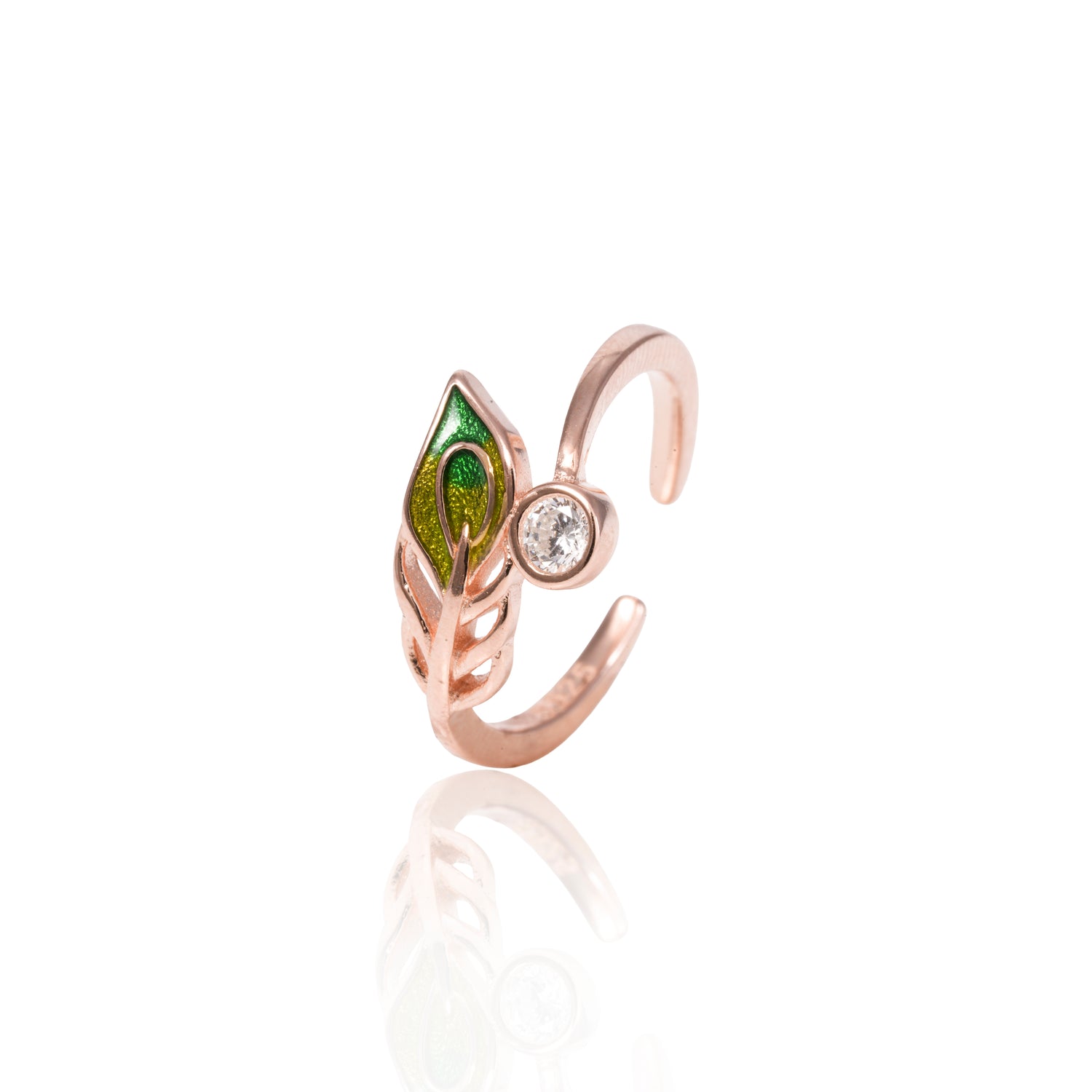 Peacock Feather Rose Gold Adjustable Toe Ring – 1010-00065