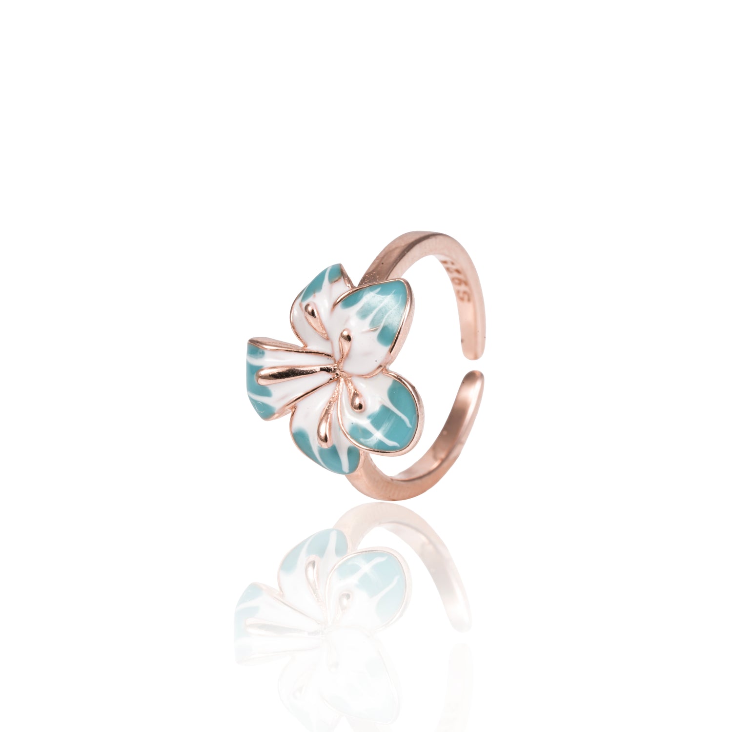 Anvika rose petal charm silver toe ring – 1010-00012