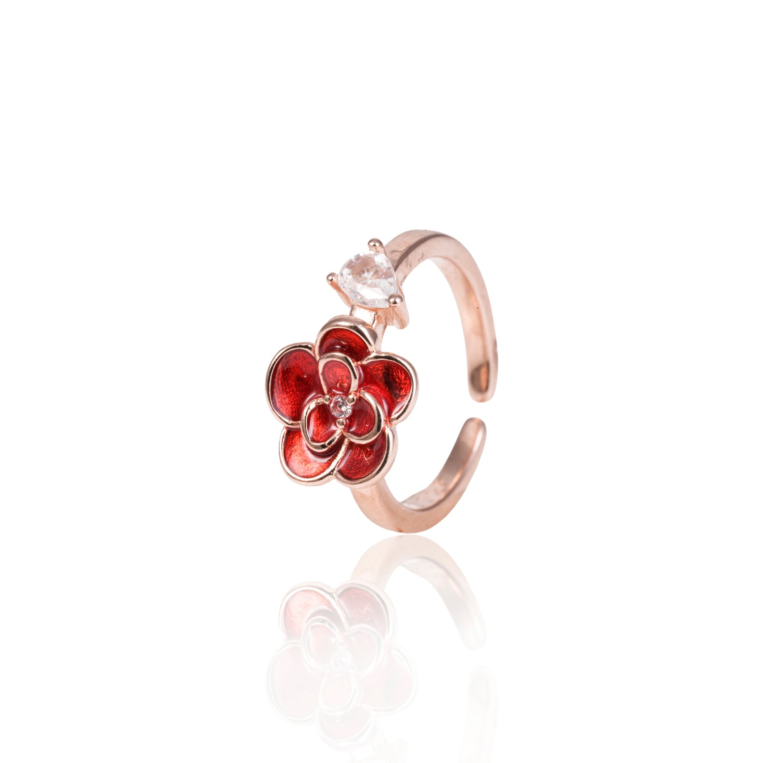Crimson Camellia Rose Gold Adjustable Toe Ring – 1010-00025