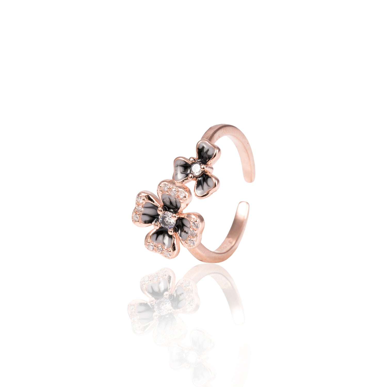 Ridhima butterfly bloom silver toe ring sunset rose tone – 1010-00057