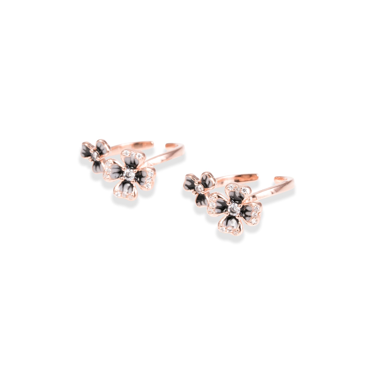 Ridhima butterfly bloom silver toe ring sunset rose tone – 1010-00057
