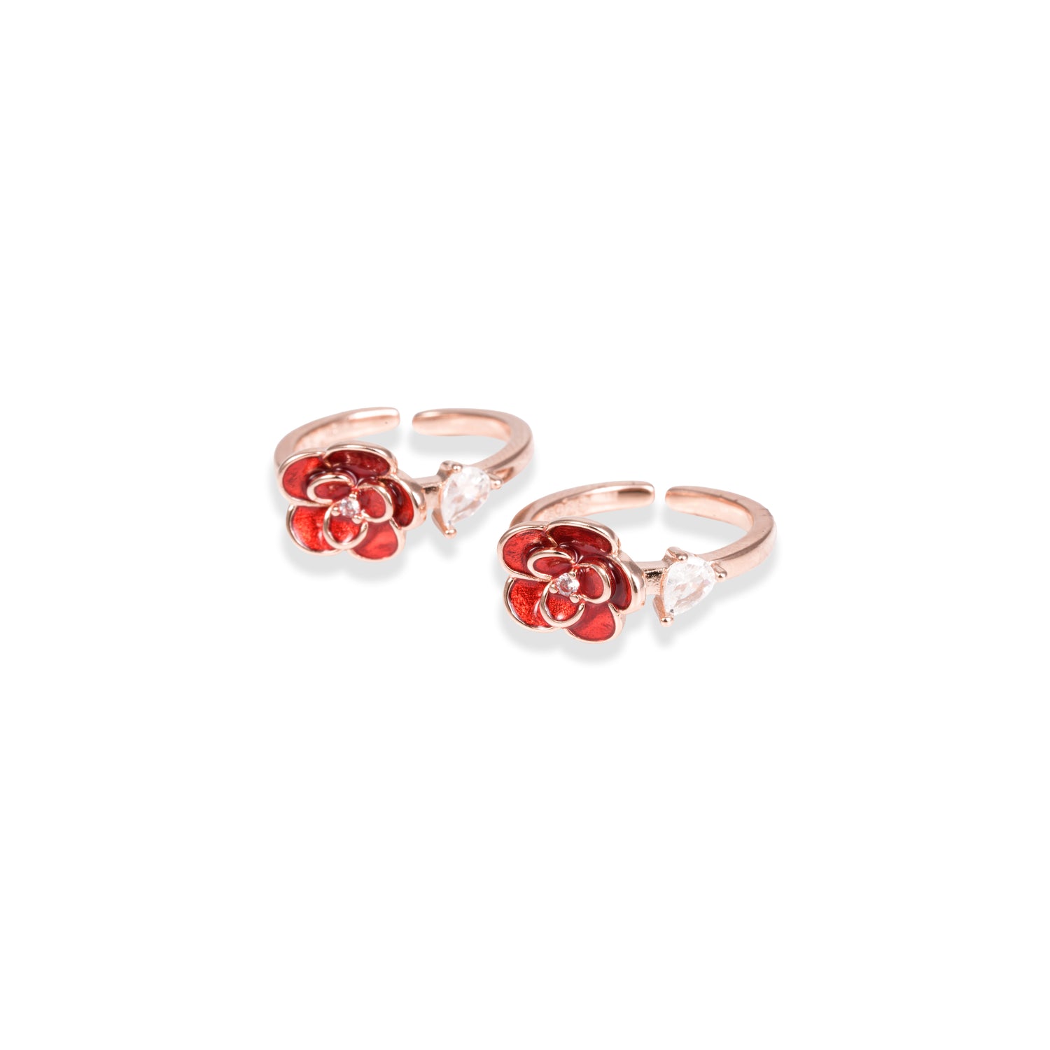Crimson Camellia Rose Gold Adjustable Toe Ring – 1010-00025