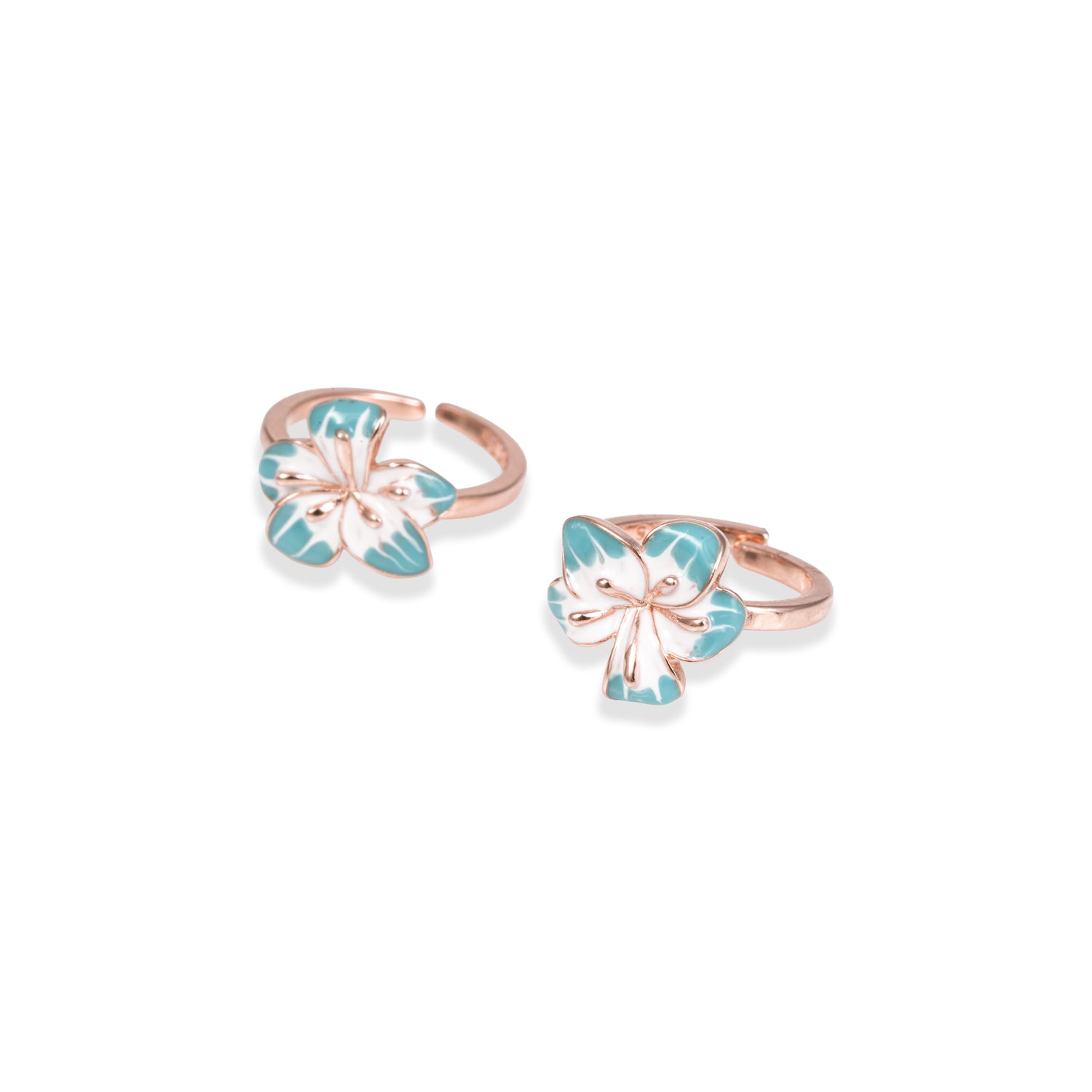 Anvika rose petal charm silver toe ring – 1010-00012
