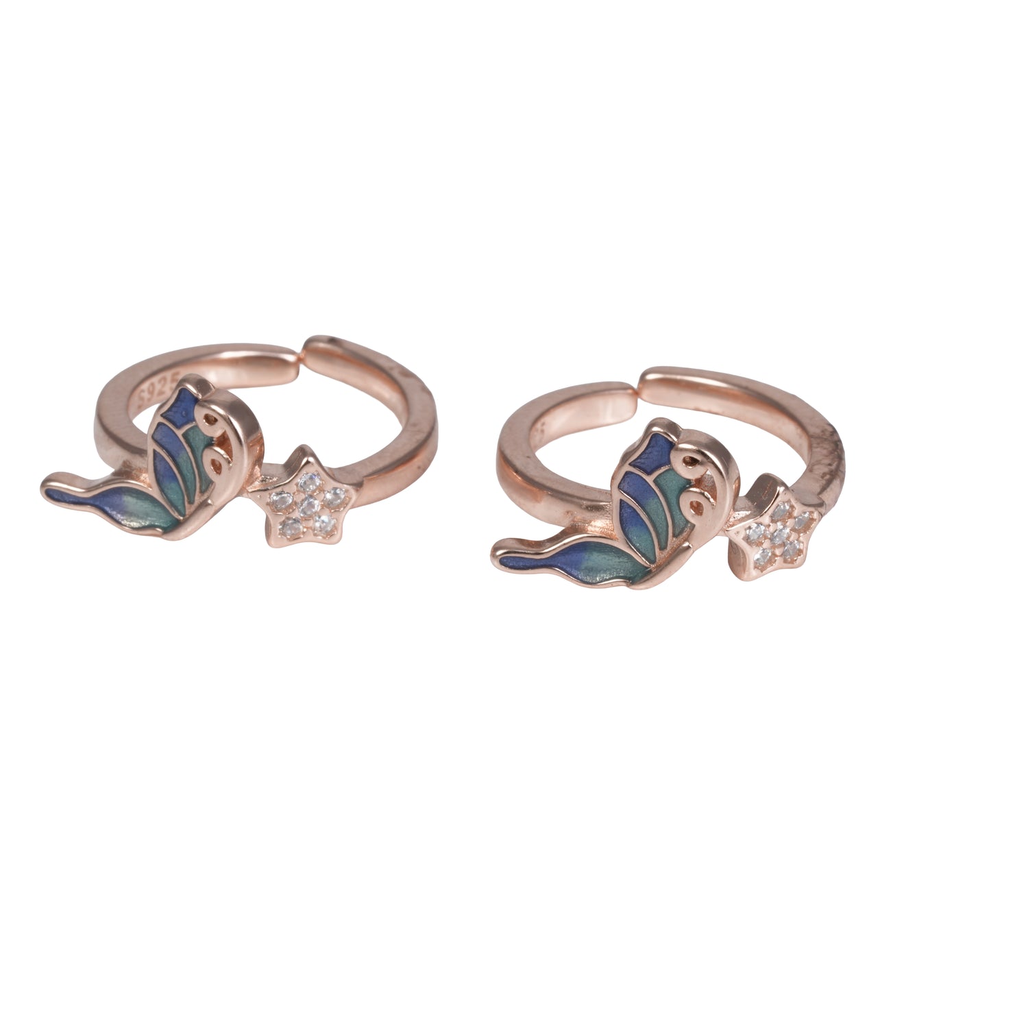 Zayra butterfly bloom silver toe ring sunset rose tone – 1010-00071