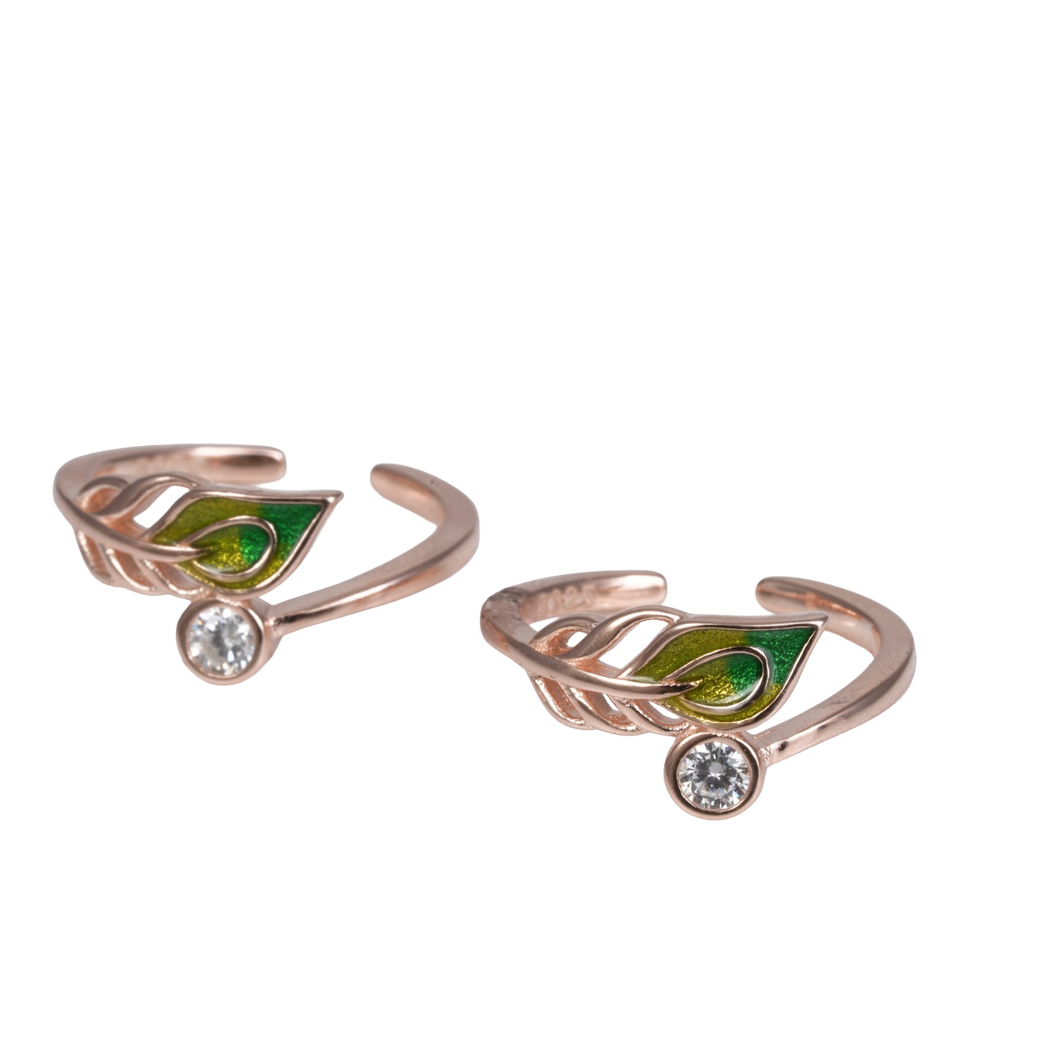 Peacock Feather Rose Gold Adjustable Toe Ring – 1010-00065