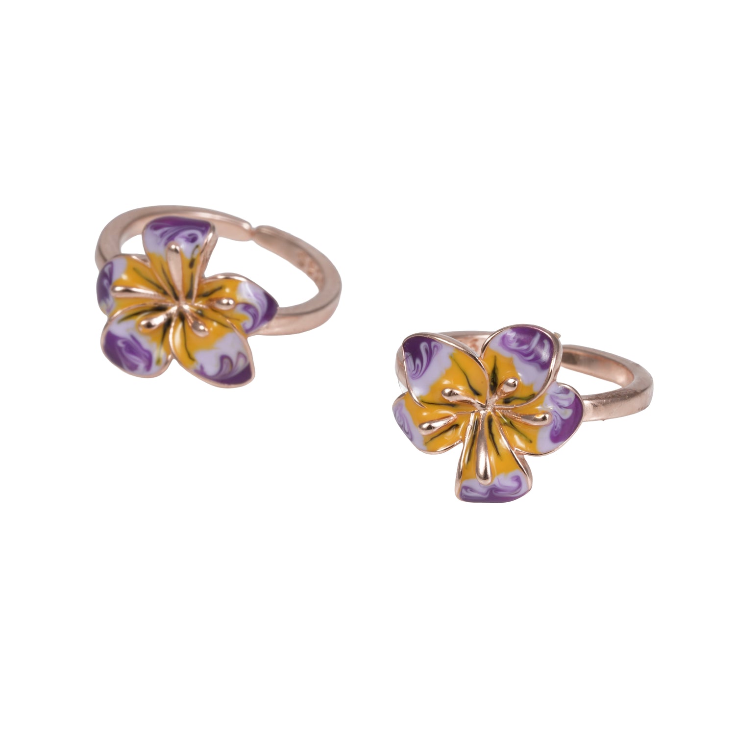 Rosabelle floral grace silver toe ring sunset rose tone – 1010-00028