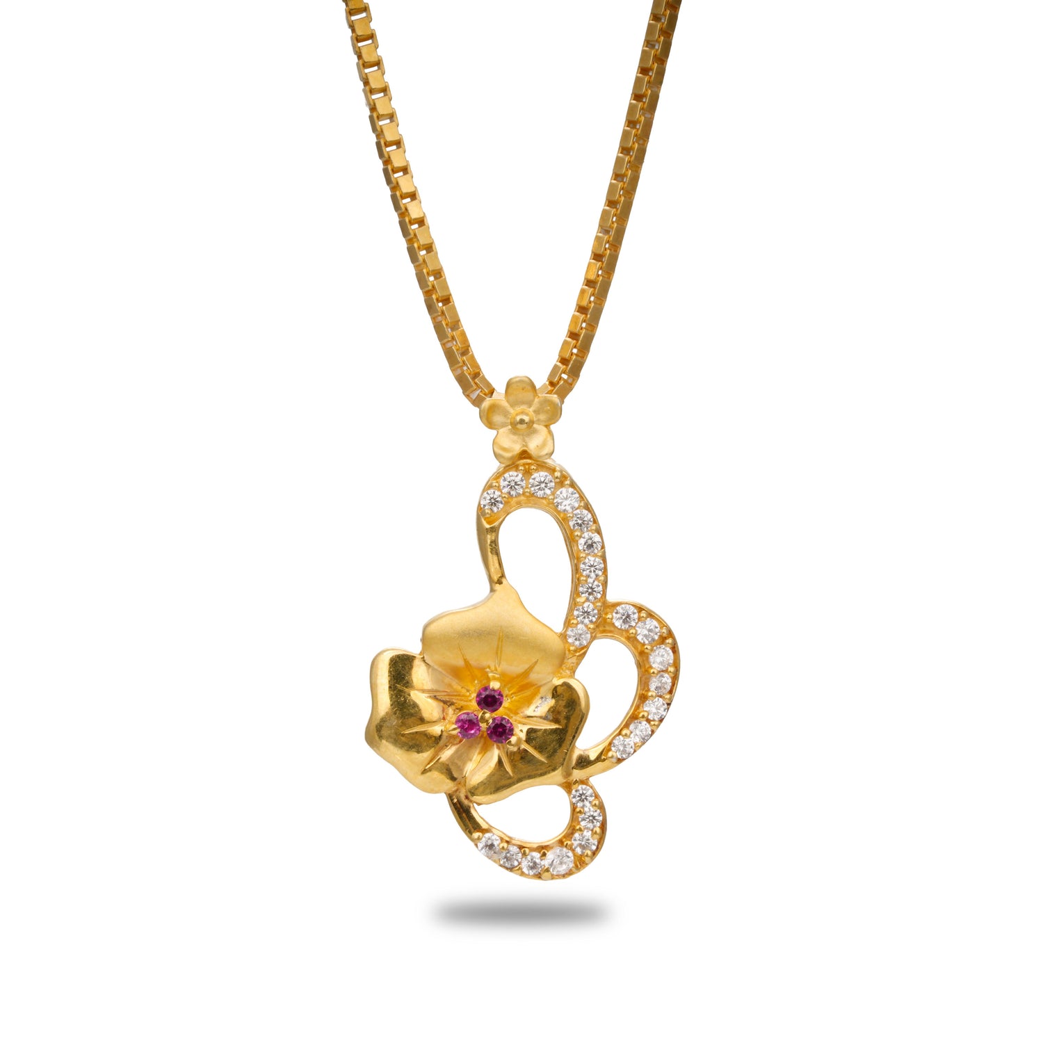 Ethereal flora silver chain with earring radiant gold finish – 966-00040