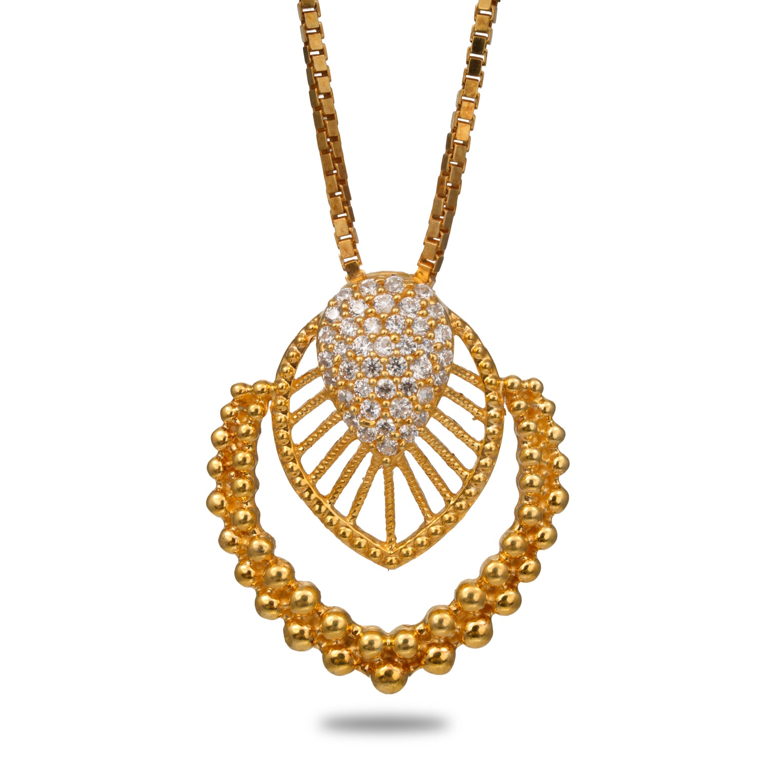 Celestia weave silver chain with earring radiant gold finish – 966-00036