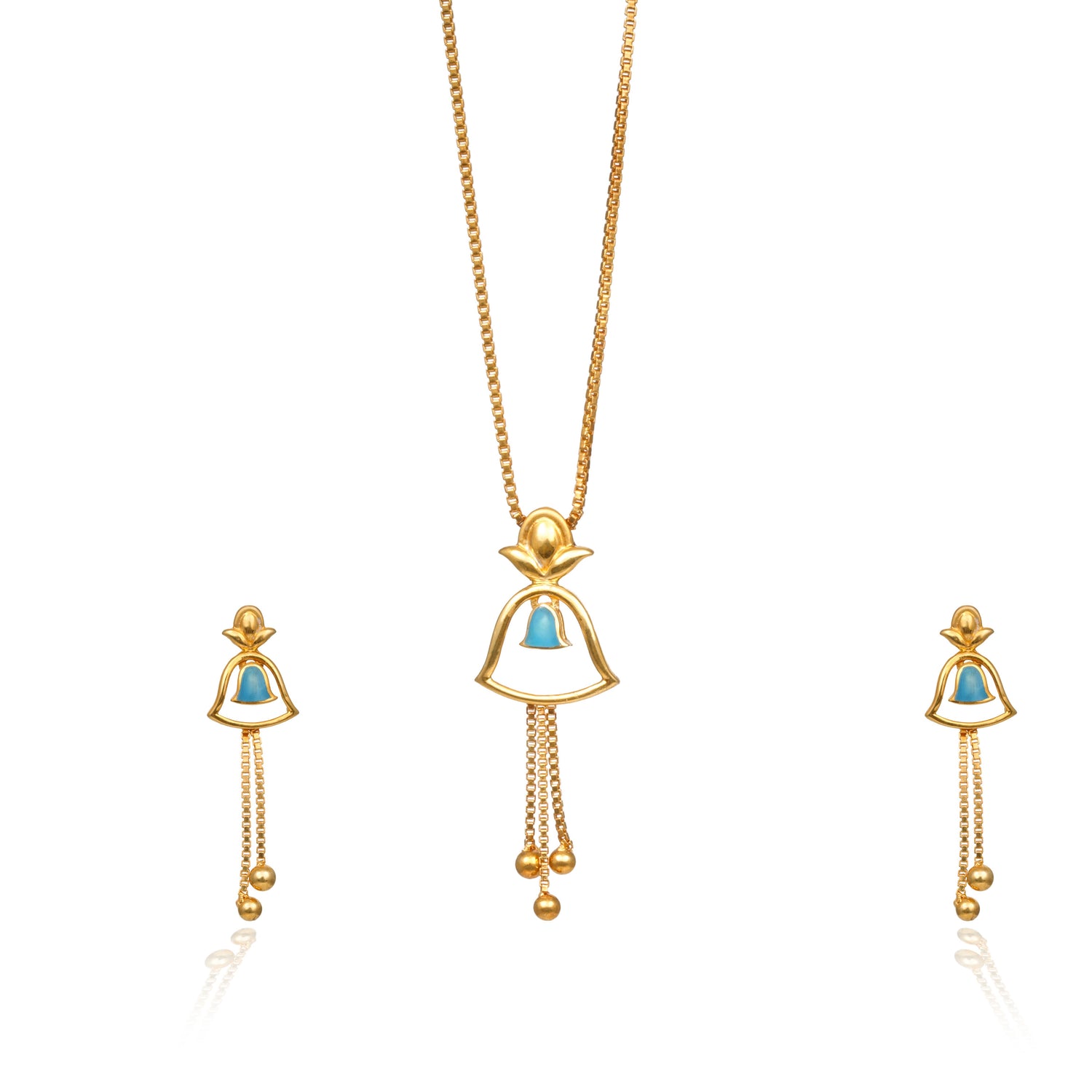 Celeste bell silver chain with earring – 966-00039