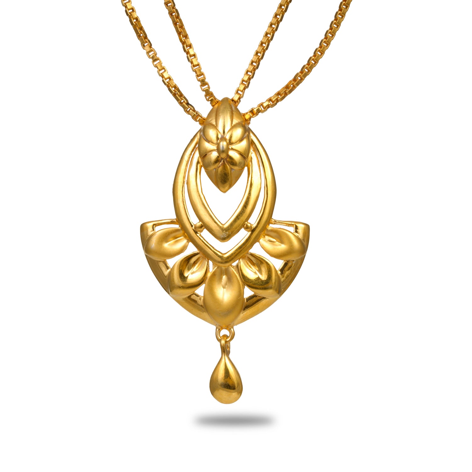 Vaanya bloom silver chain with earring radiant gold finish – 966-00012