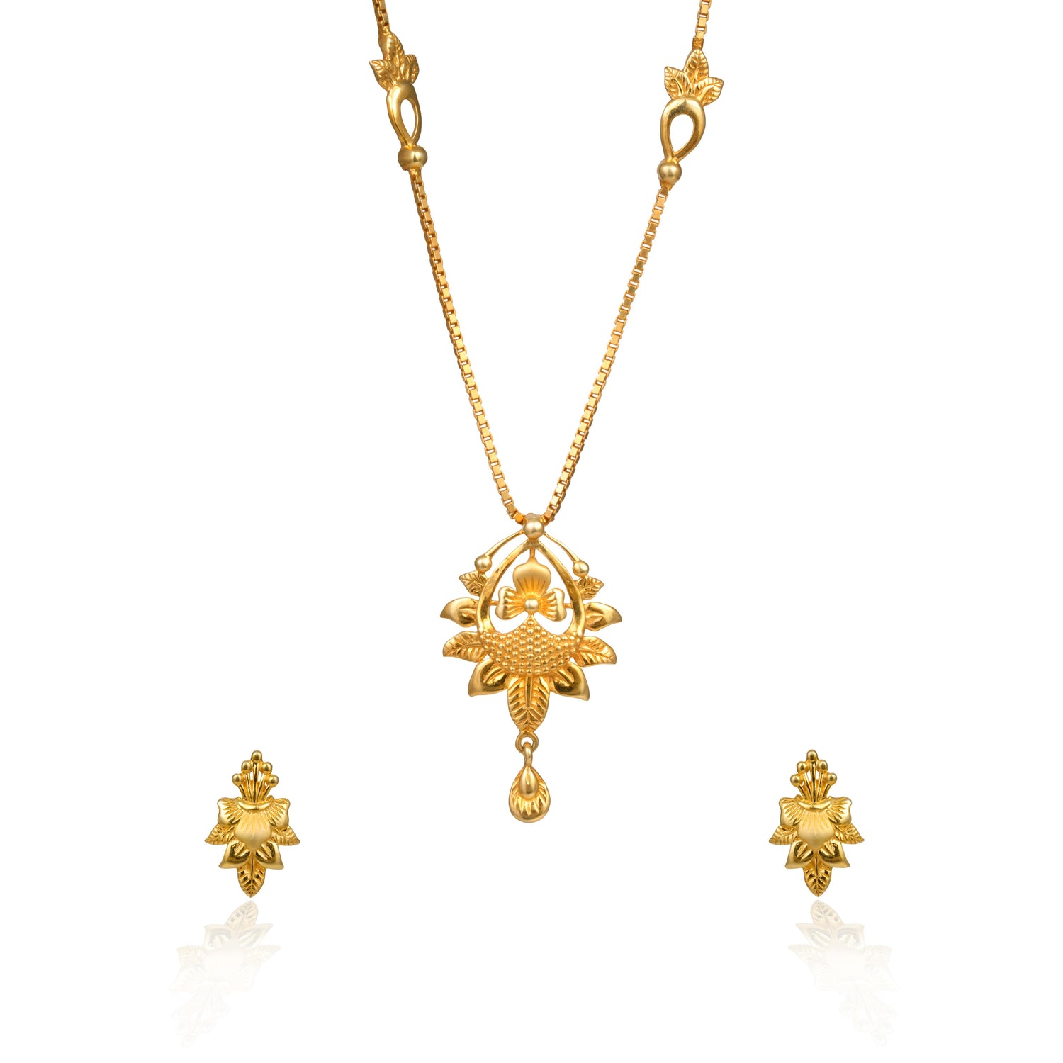 Thalira charm silver chain with earring radiant gold finish – 966-00008