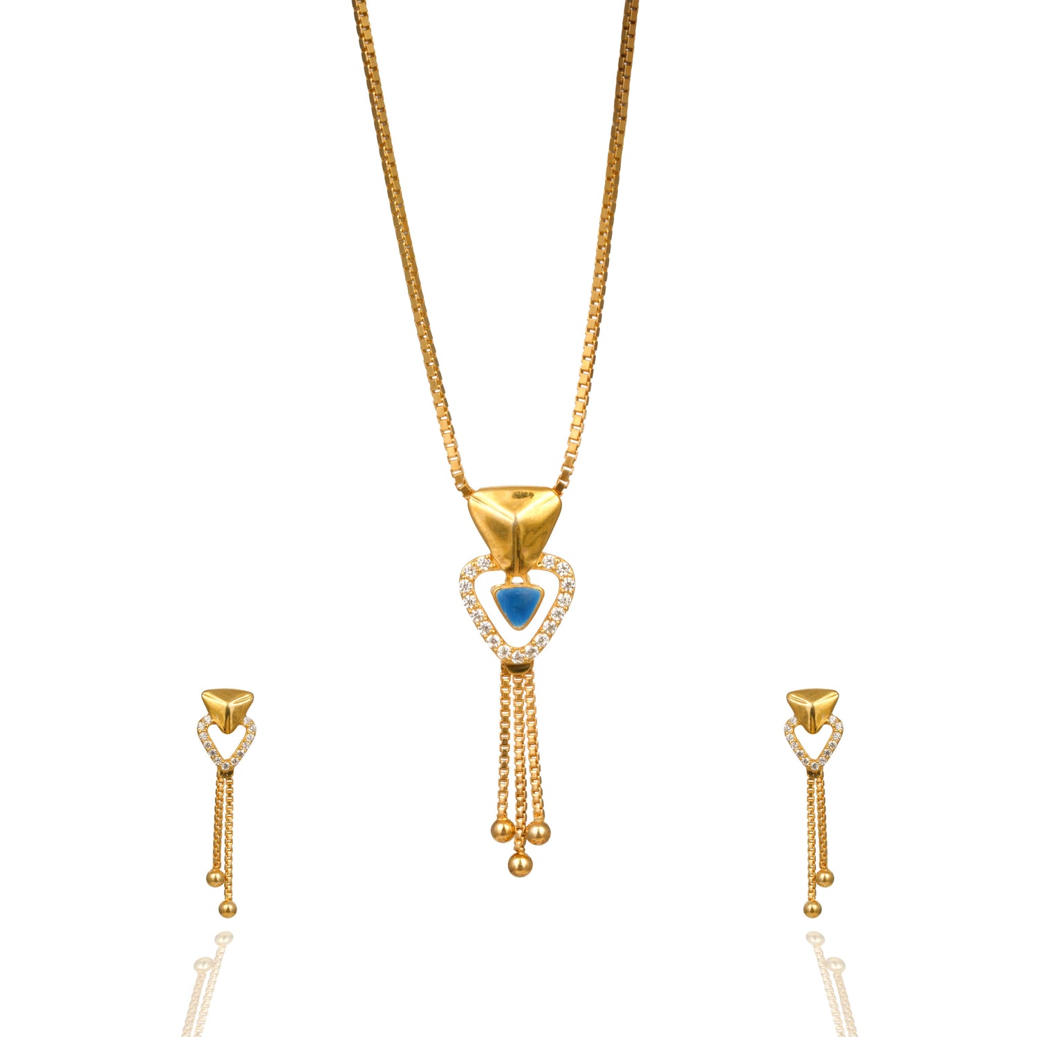 Kaelith grace silver chain with earring radiant gold finish – 966-00001
