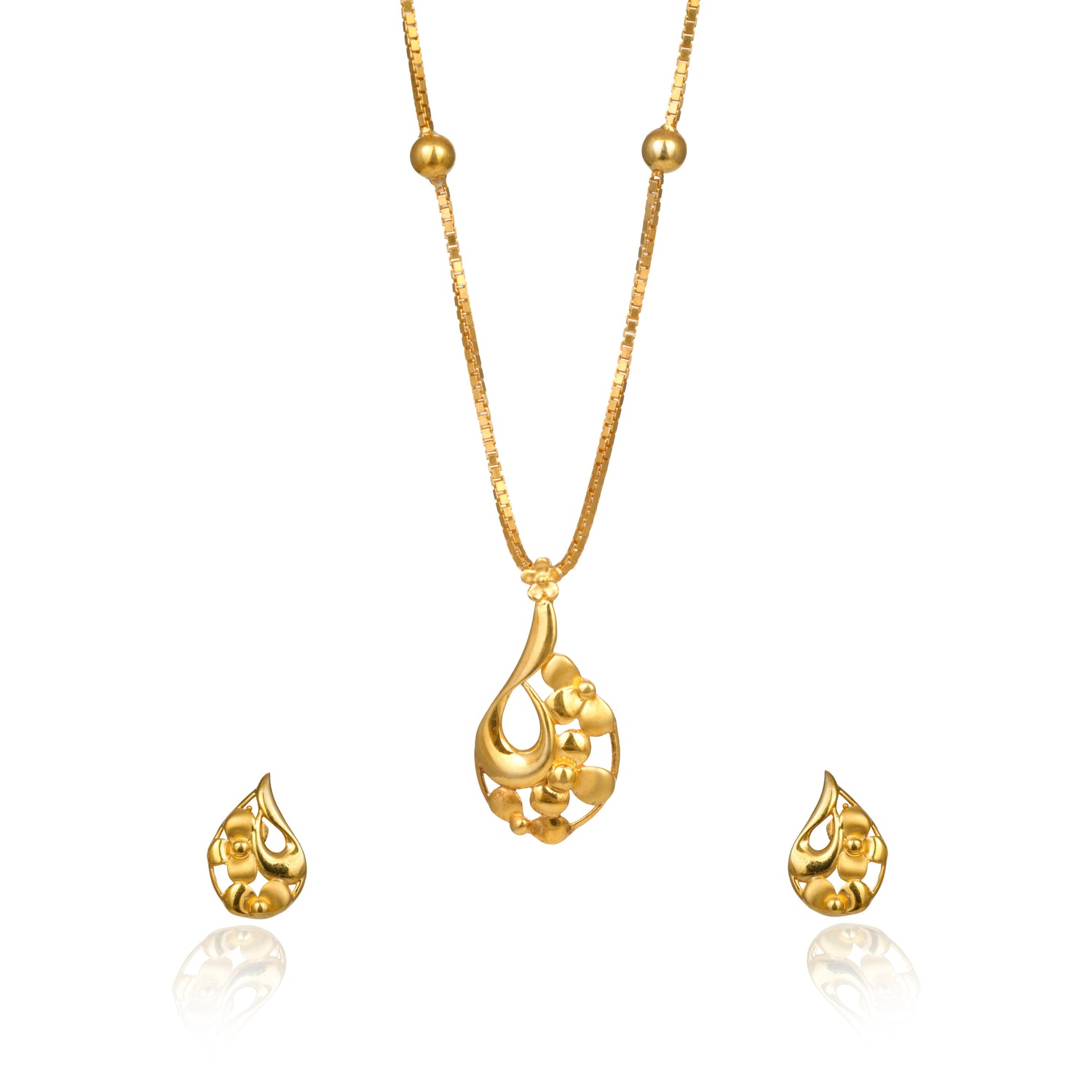 Elowen poise silver chain with earring radiant gold finish – 966-00017