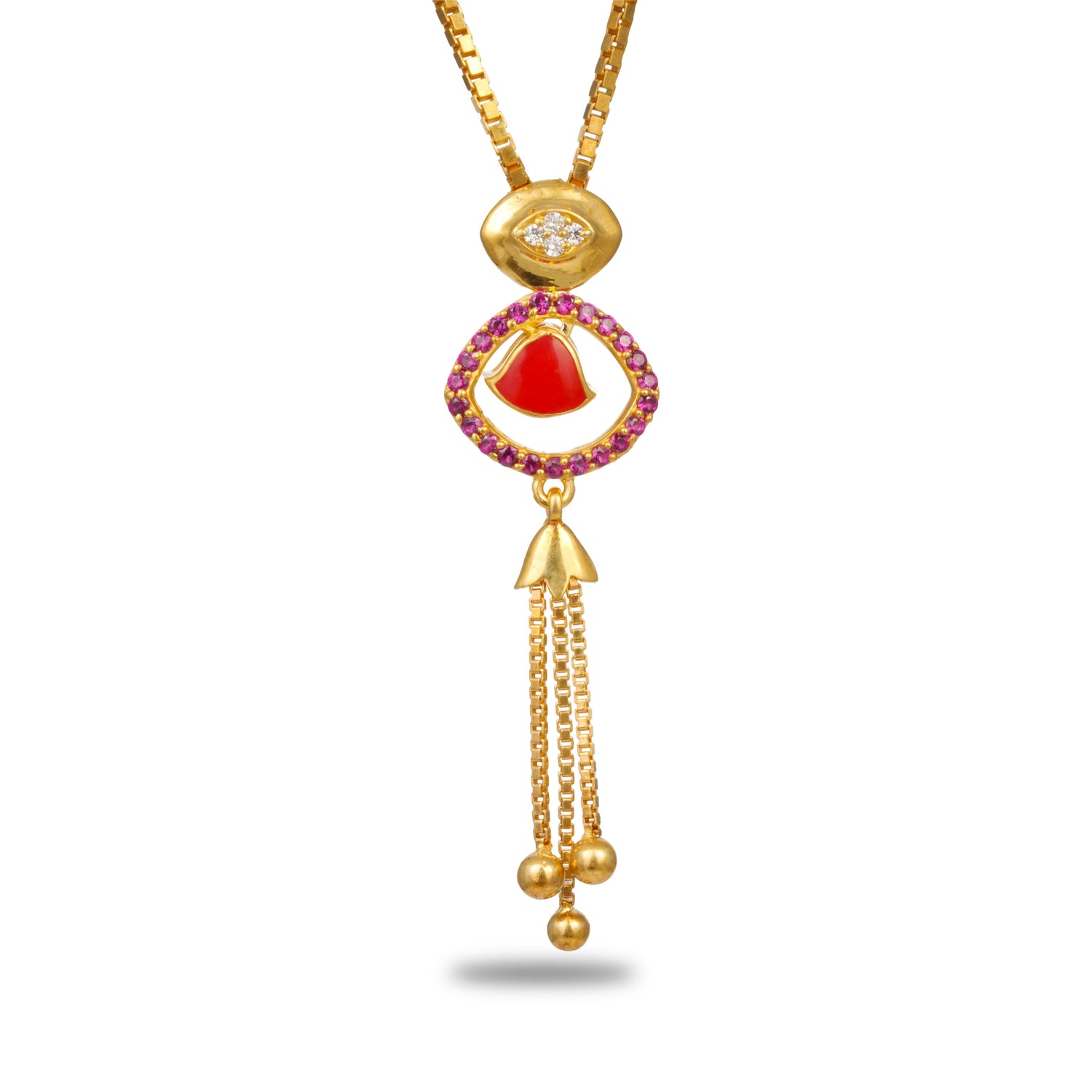 Carmine chime silver chain with earring radiant gold finish – 966-00019
