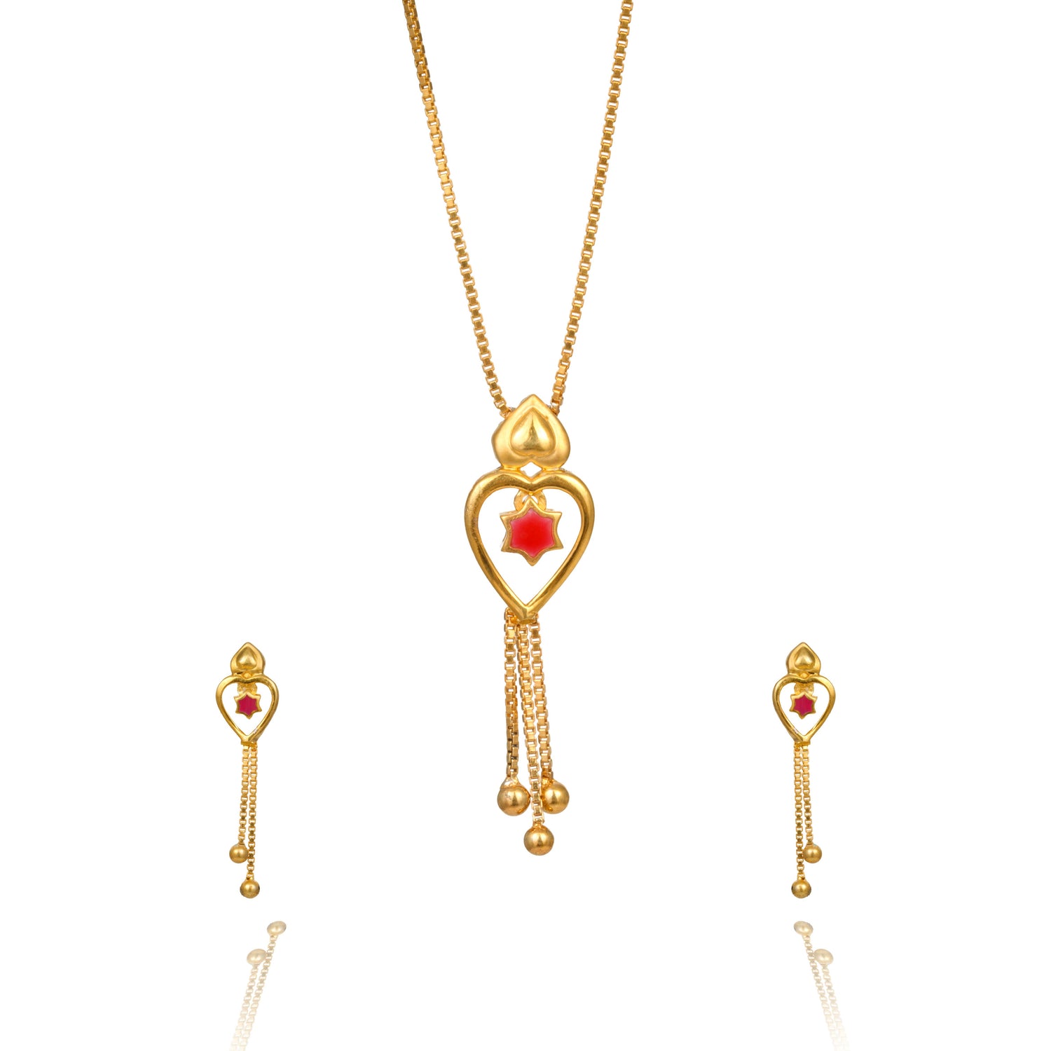 Scarlet astra silver chain with earring radiant gold finish – 966-00041