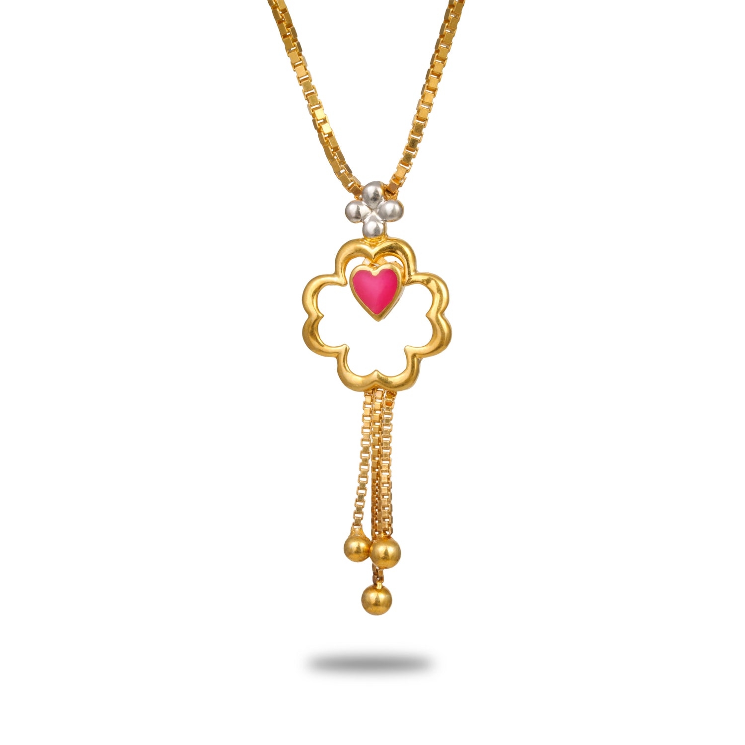 Crimson amour silver chain with earring radiant gold finish – 966-00031