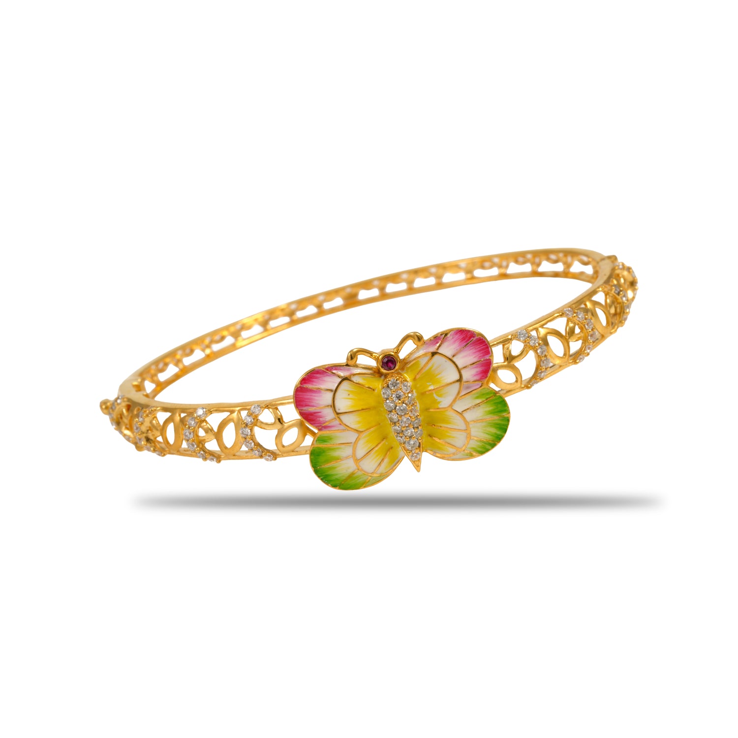 Virelle bloom butterfly zircon silver bracelet radiant gold finish – 417-00234