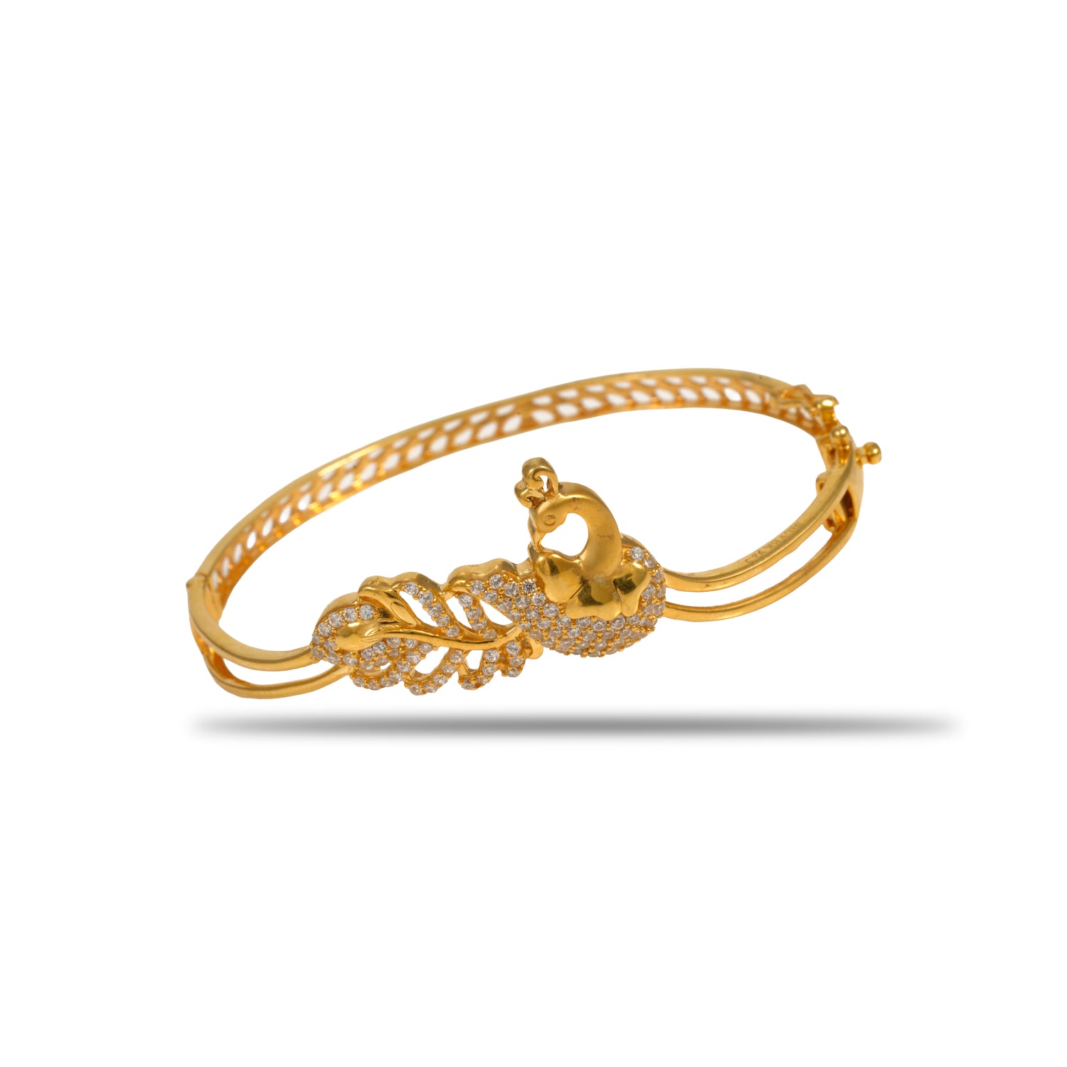 Reyansa peacock arc bracelet zircon silver bracelet radiant gold finish – 417-00226