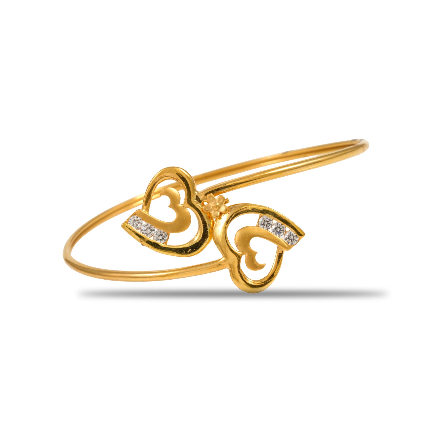 Amora twin heart radiance zircon silver bracelet radiant gold finish – 417-00198