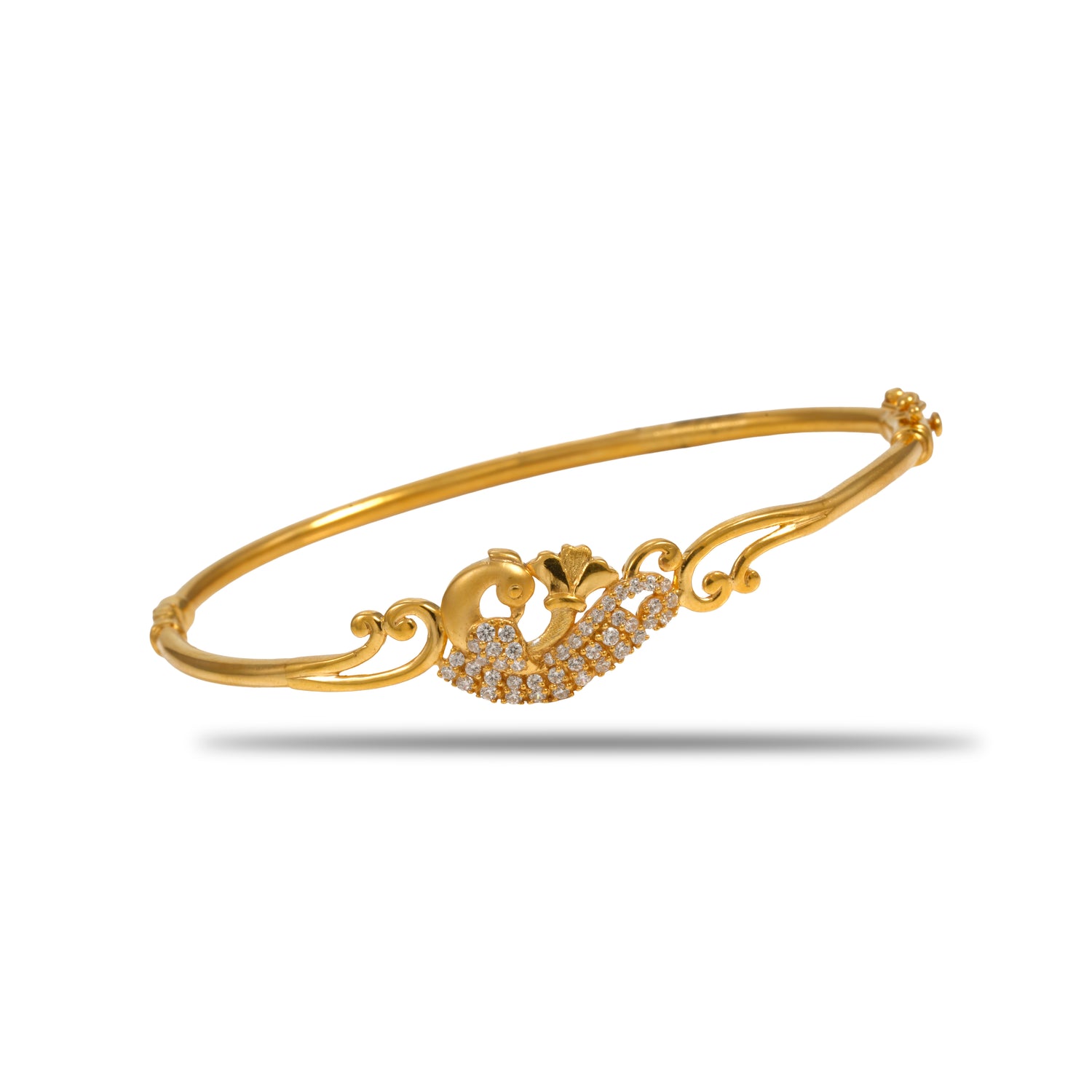 Zephyra white plume zircon silver bracelet radiant gold finish – 417-00261