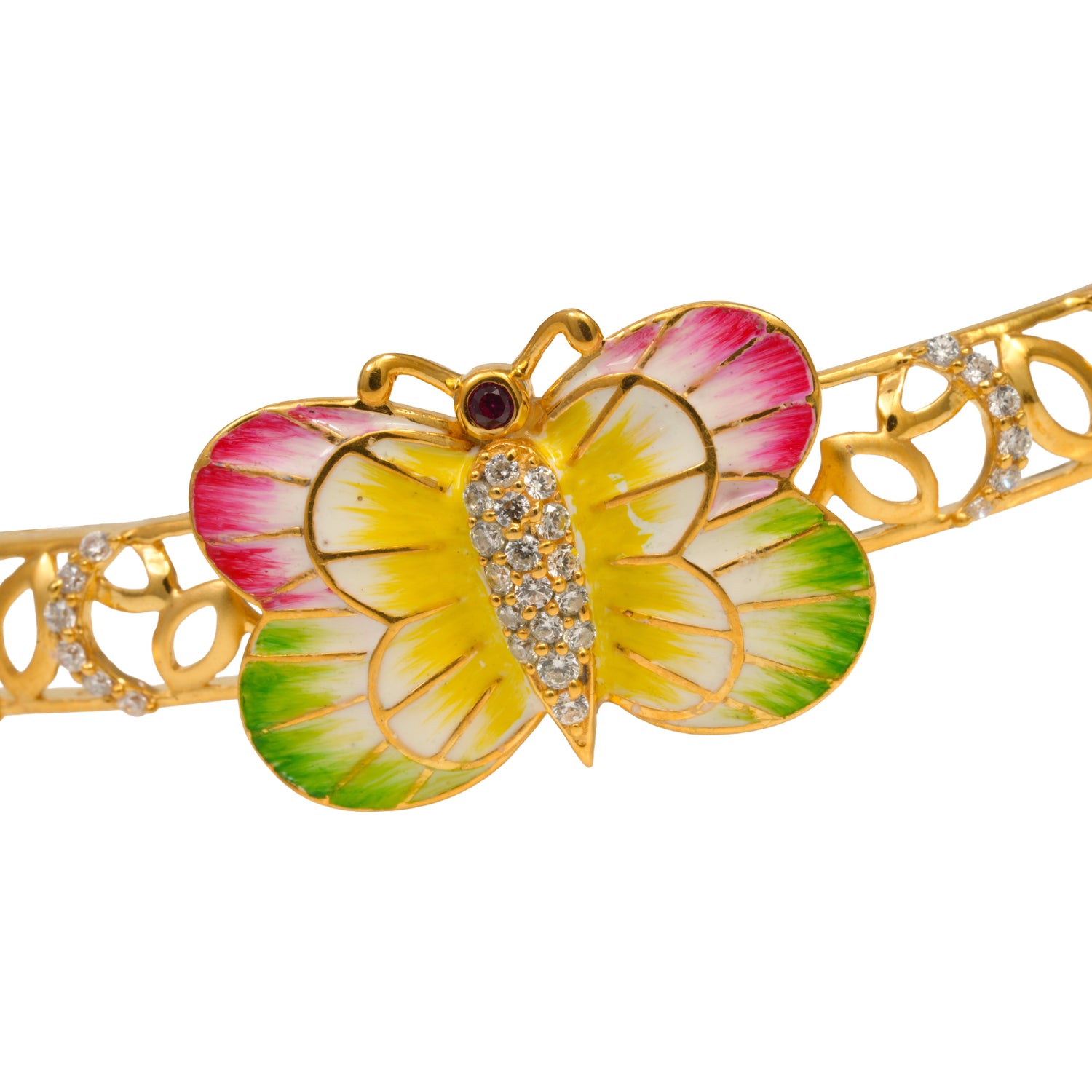 Virelle bloom butterfly zircon silver bracelet radiant gold finish – 417-00234