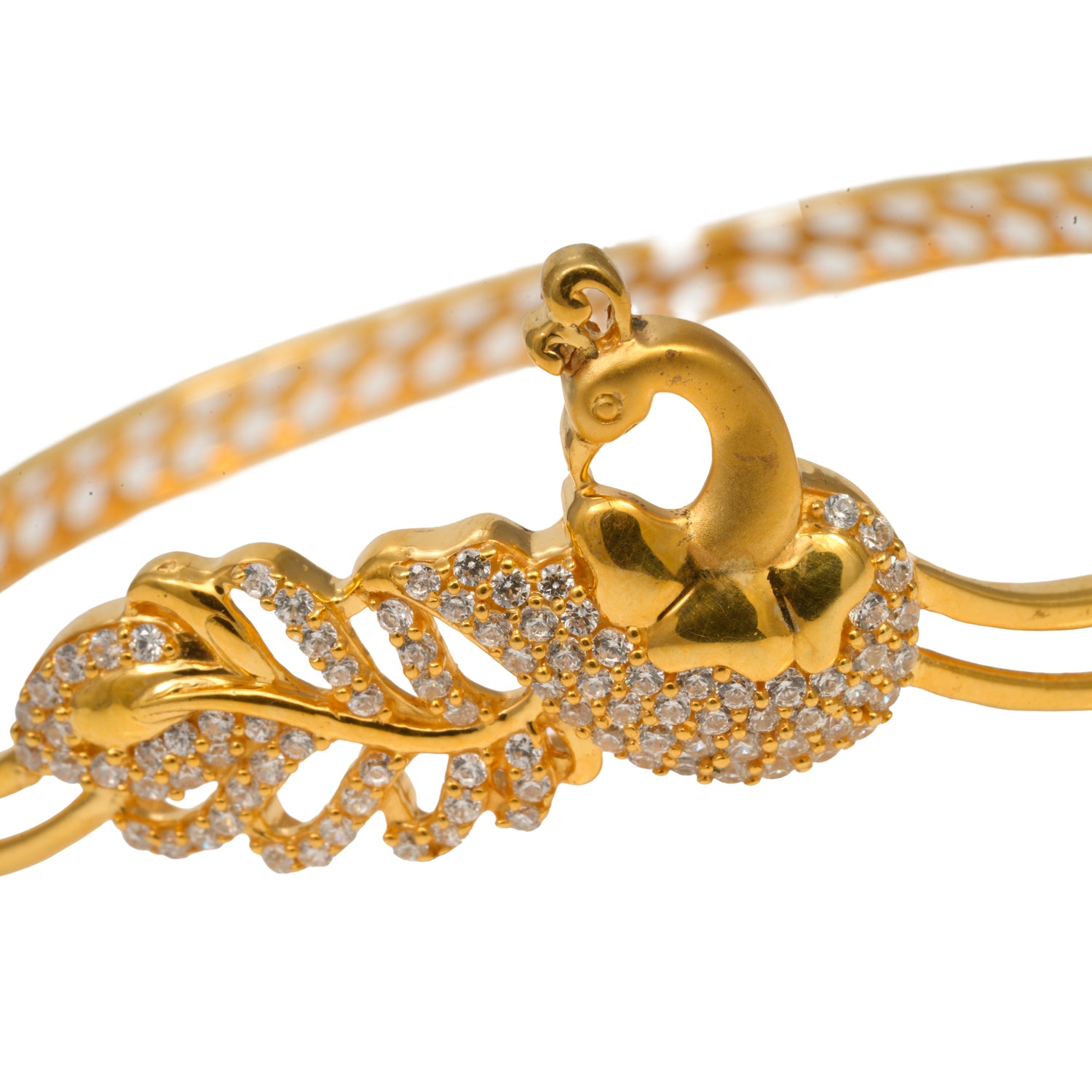 Reyansa peacock arc bracelet zircon silver bracelet radiant gold finish – 417-00226