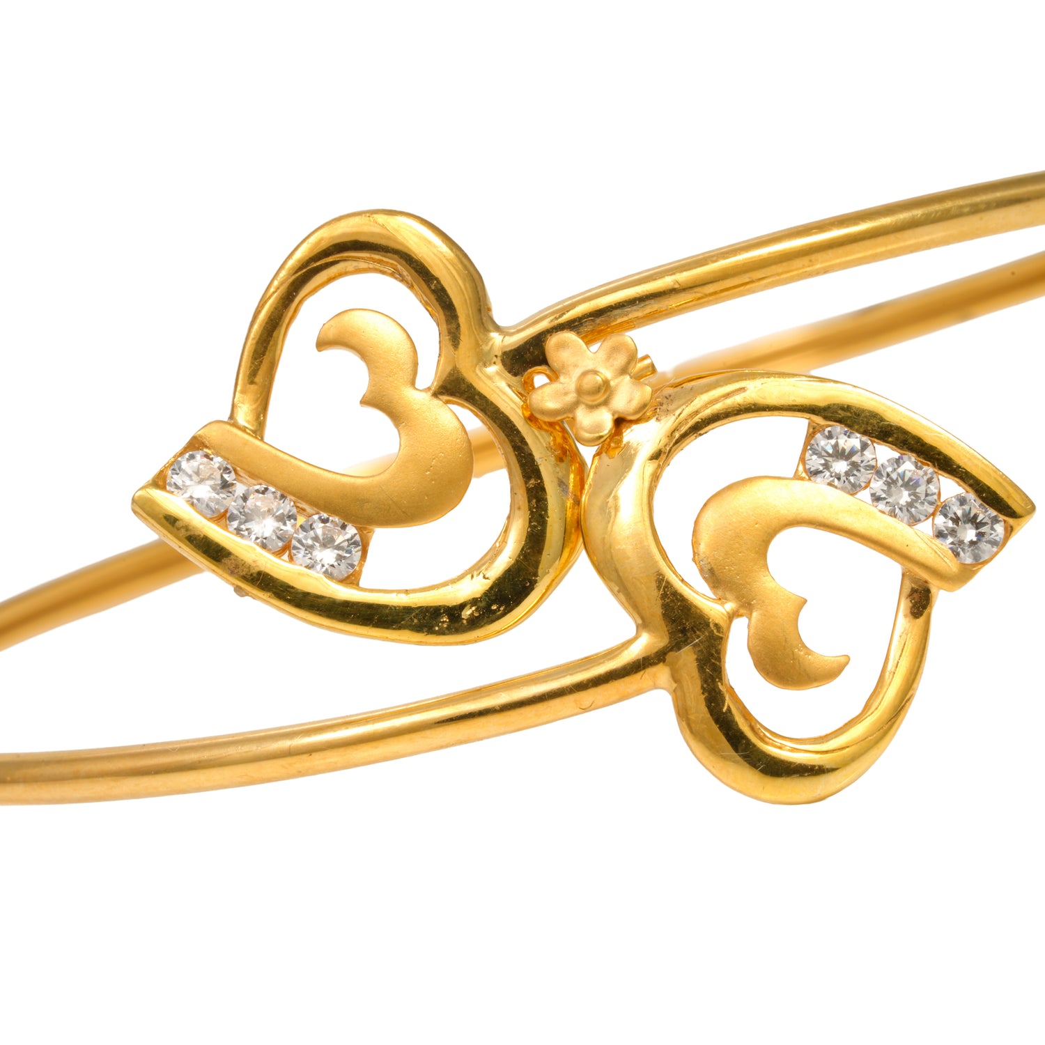Amora twin heart radiance zircon silver bracelet radiant gold finish – 417-00198