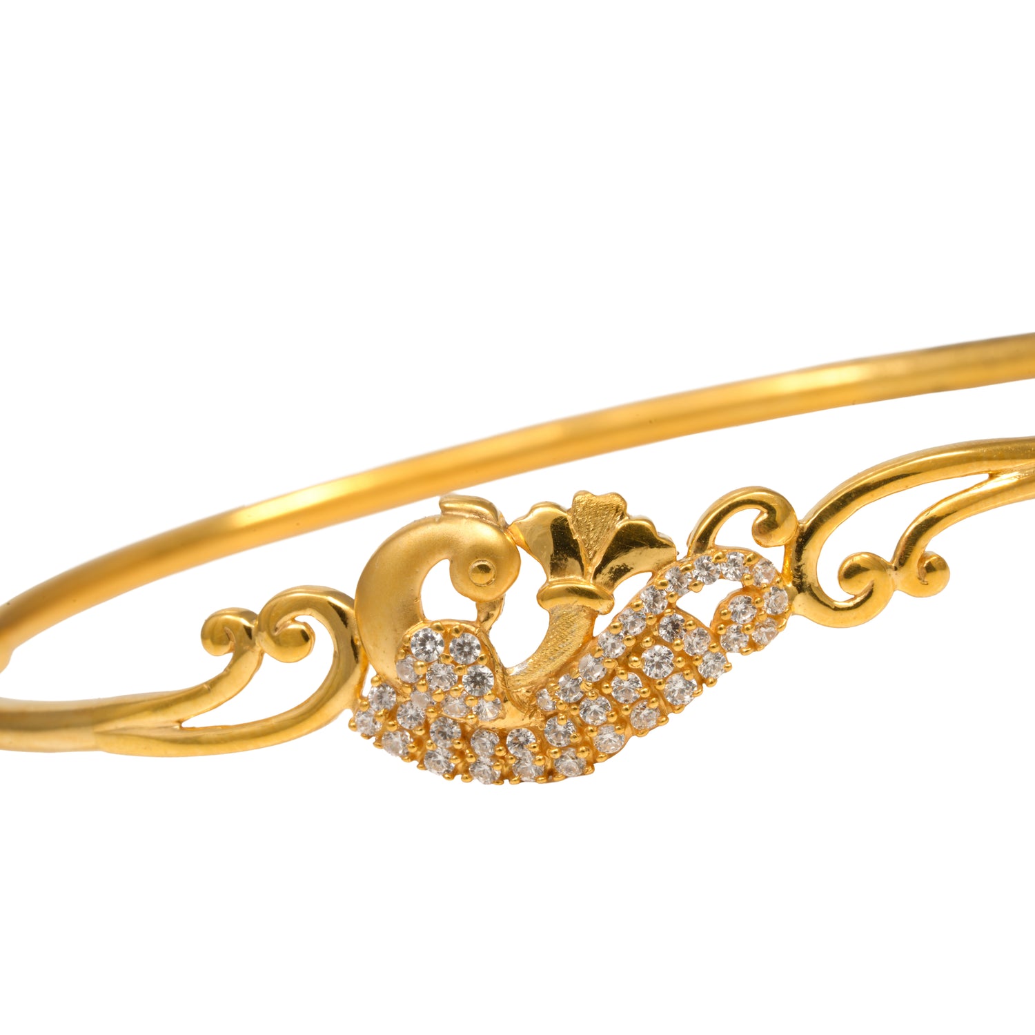 Zephyra white plume zircon silver bracelet radiant gold finish – 417-00261