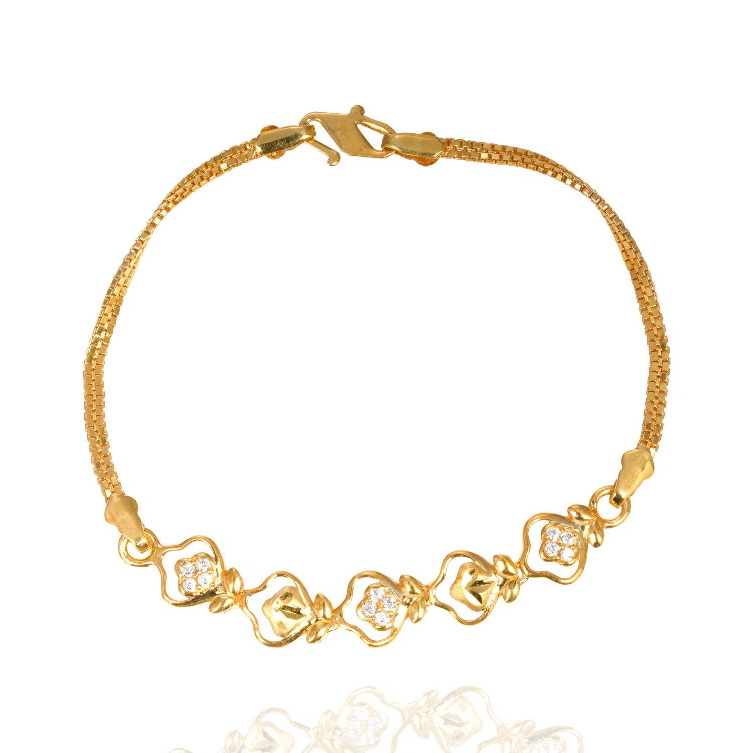 Aurevine signature chain bracelet zircon silver bracelet radiant gold finish – 417-00083