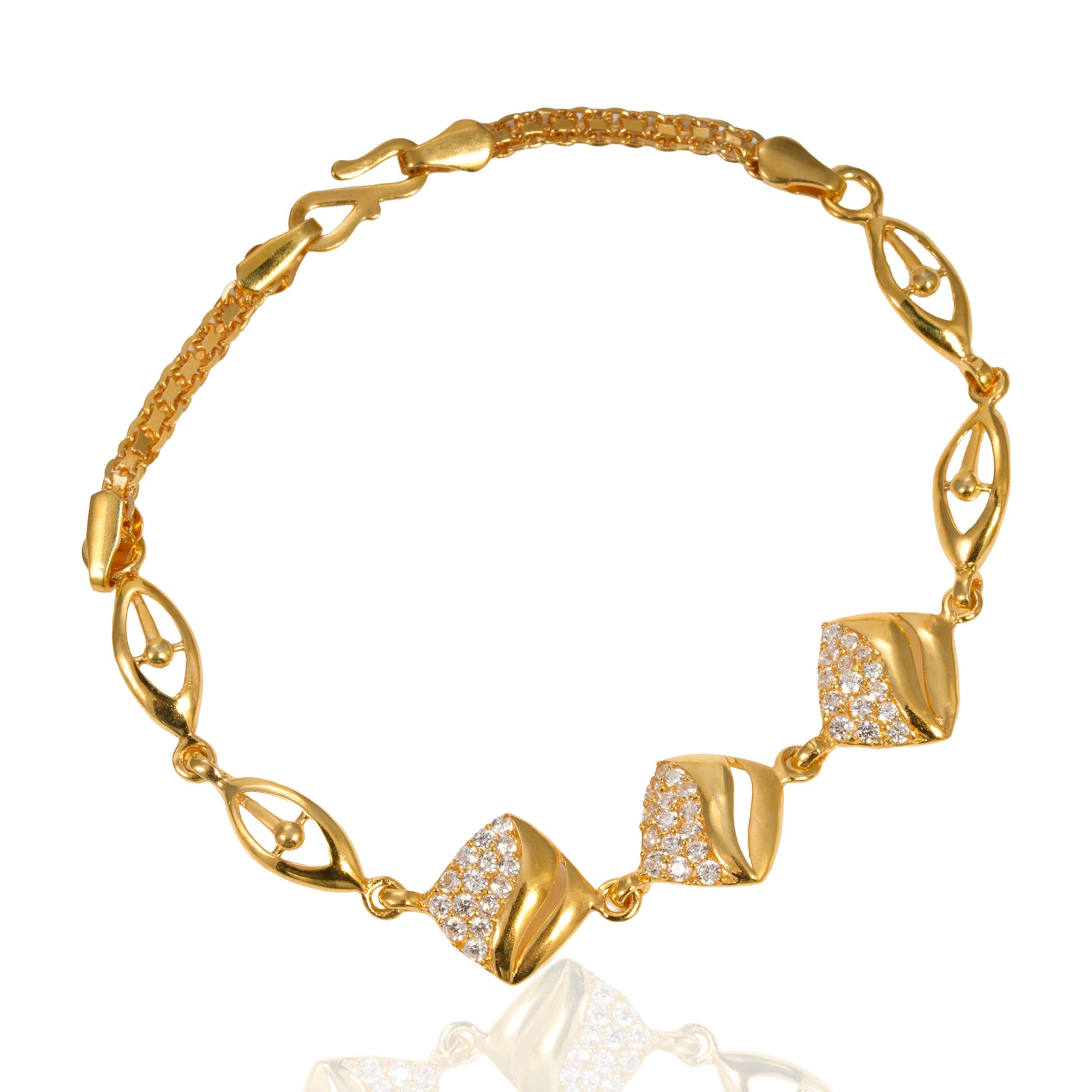 Kirelle swanlink radiant zircon silver bracelet radiant gold finish – 417-00094