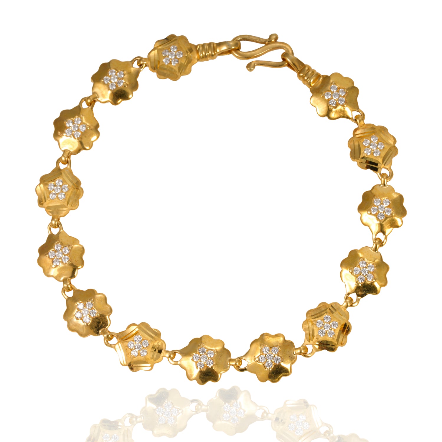 Aurielle luxe stone bracelet zircon silver bracelet radiant gold finish – 417-00058