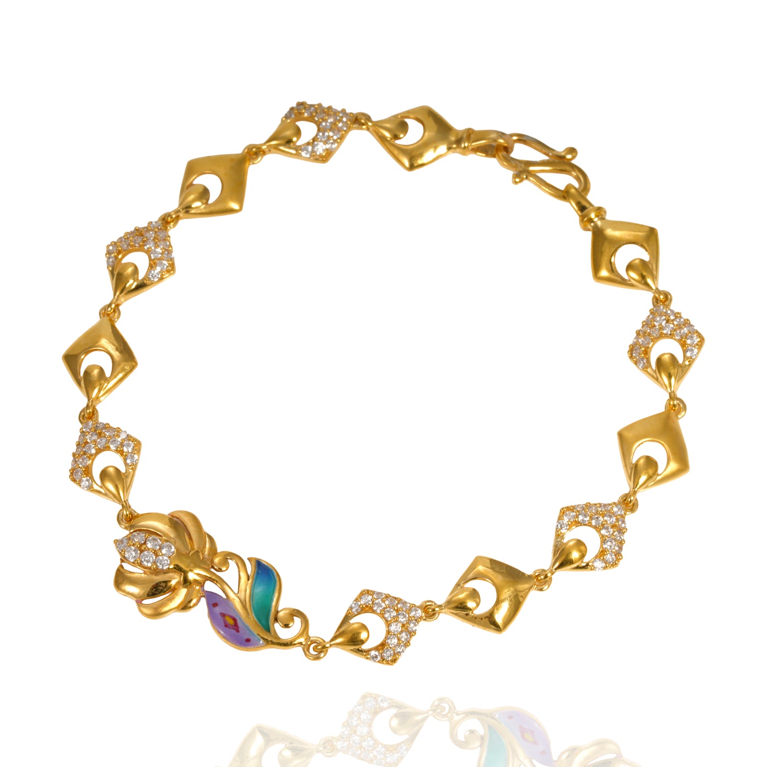 Lavielle lotus radiance zircon silver bracelet radiant gold finish – 417-00049