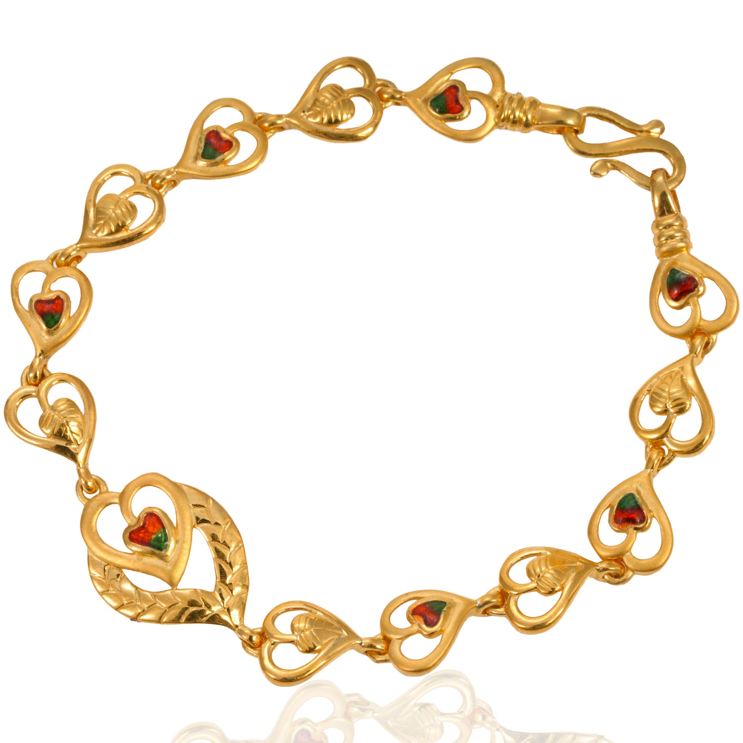 Amorelia heart-link silver bracelet radiant gold finish – 417-00137