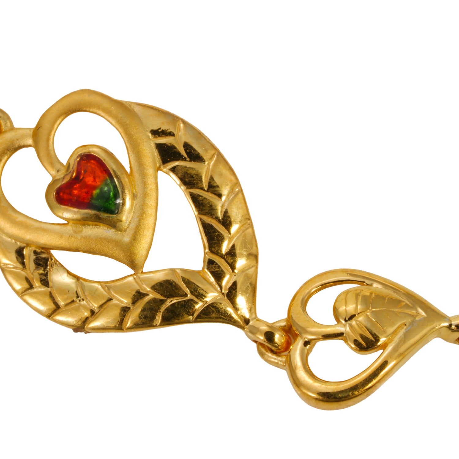 Amorelia heart-link silver bracelet radiant gold finish – 417-00137