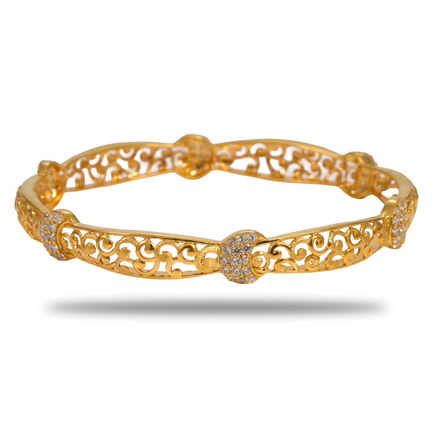 Samriddhi Heritage Aura Silver Zircon Bangles Radiant Gold Finish – 419-01013