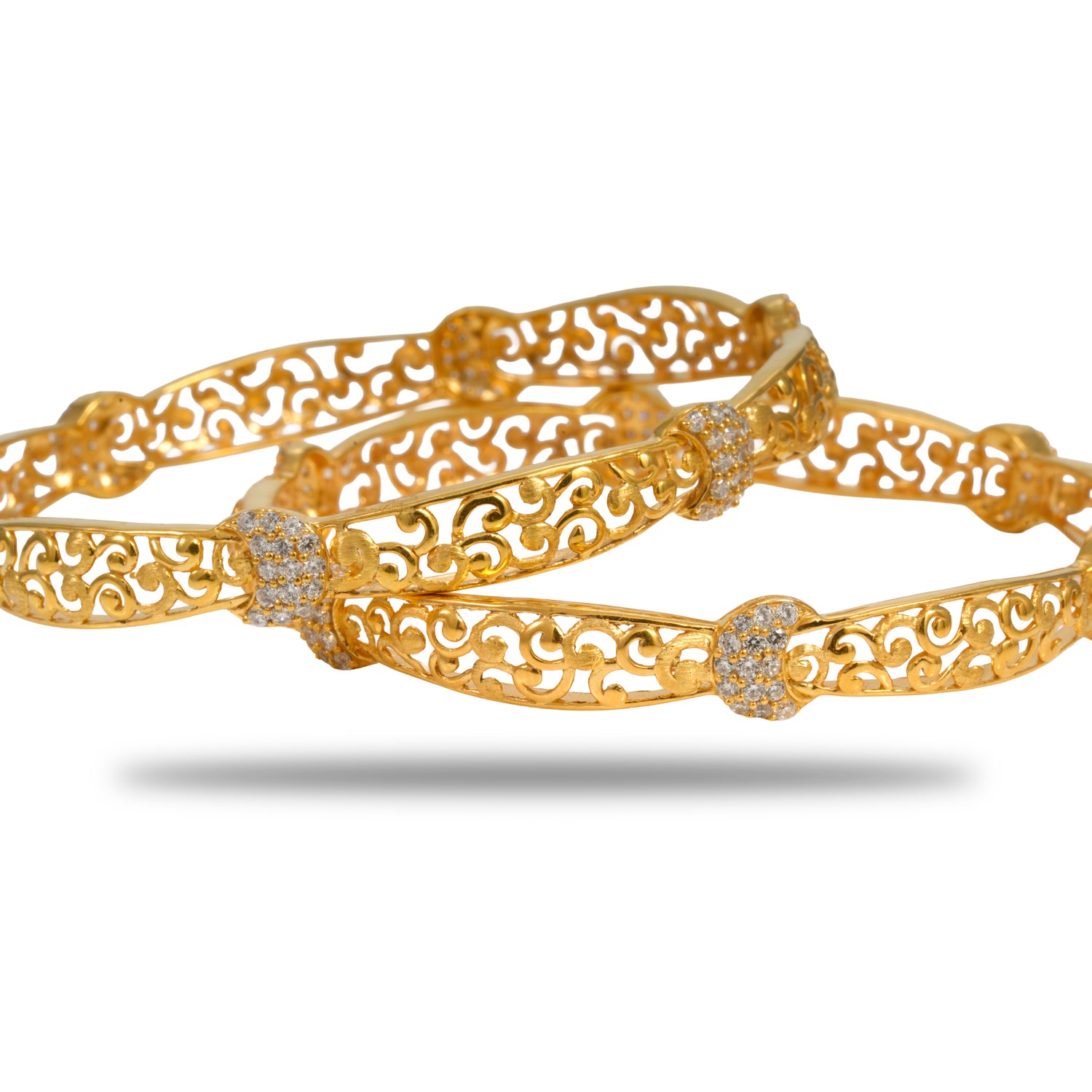 Samriddhi Heritage Aura Silver Zircon Bangles Radiant Gold Finish – 419-01013
