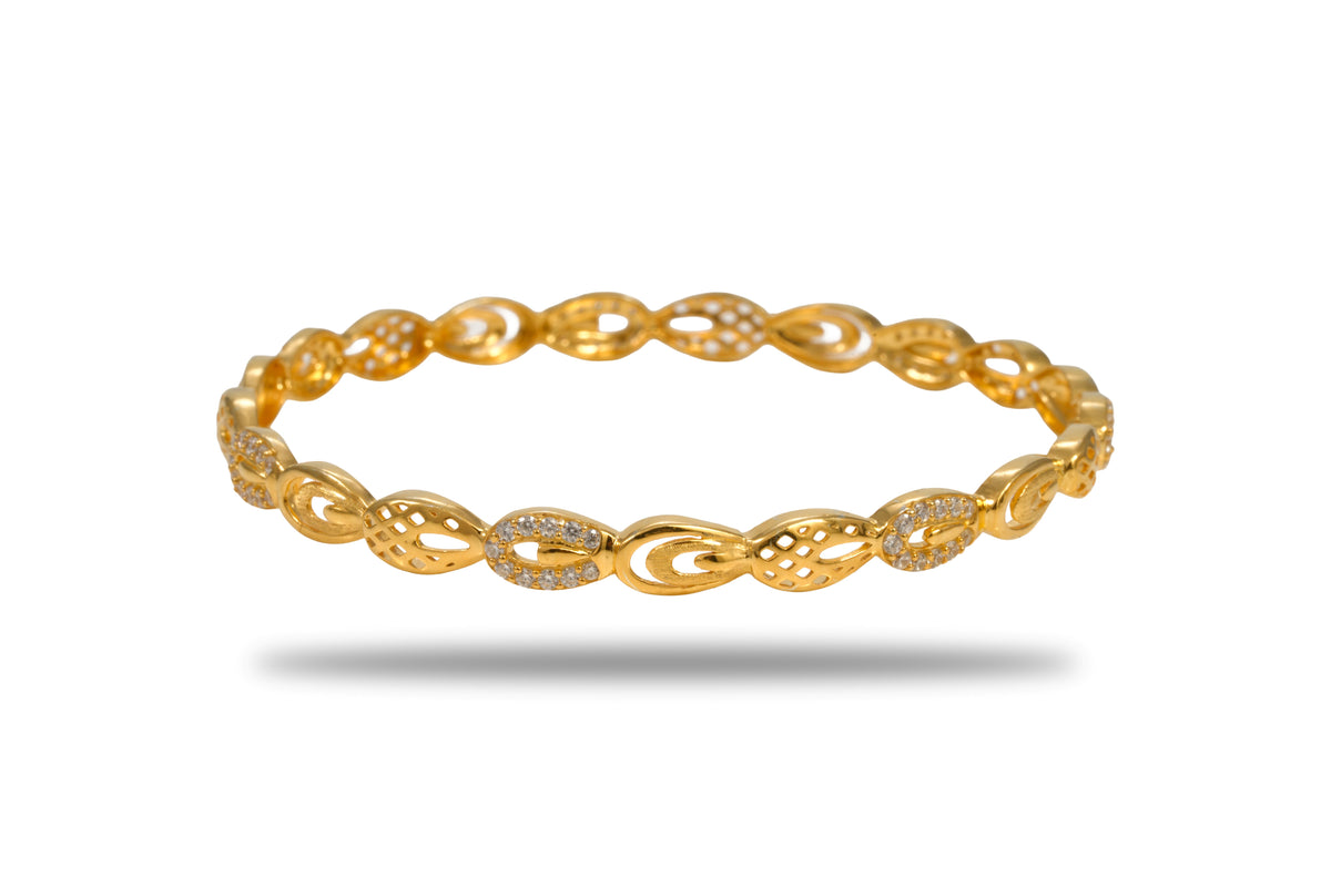The Mayura Wave Lattice 925 Silver Gold Plated Bangle (SINGLE)