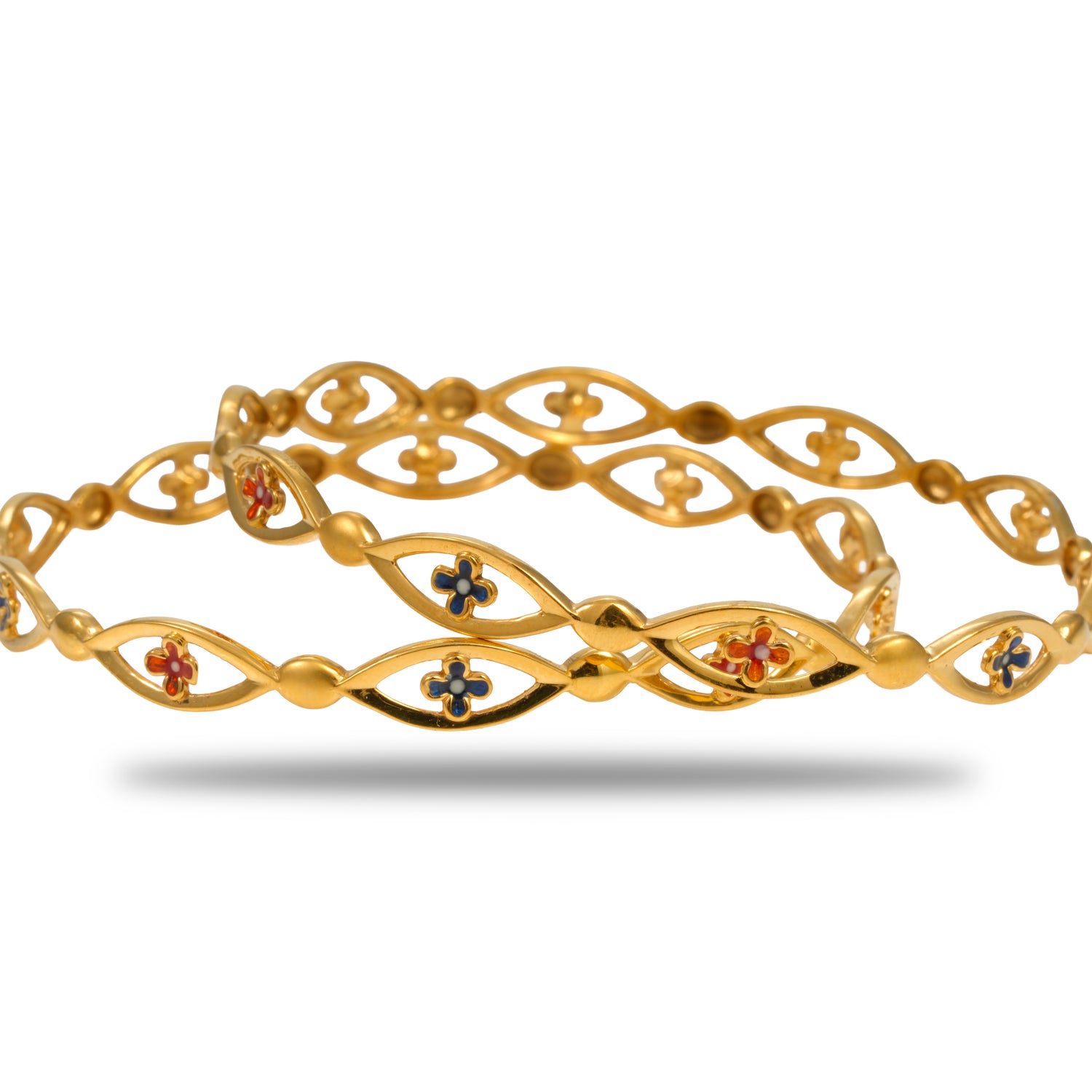 Mahira Divine Fusion Silver Zircon Bangles Radiant Gold Finish – 419-01058