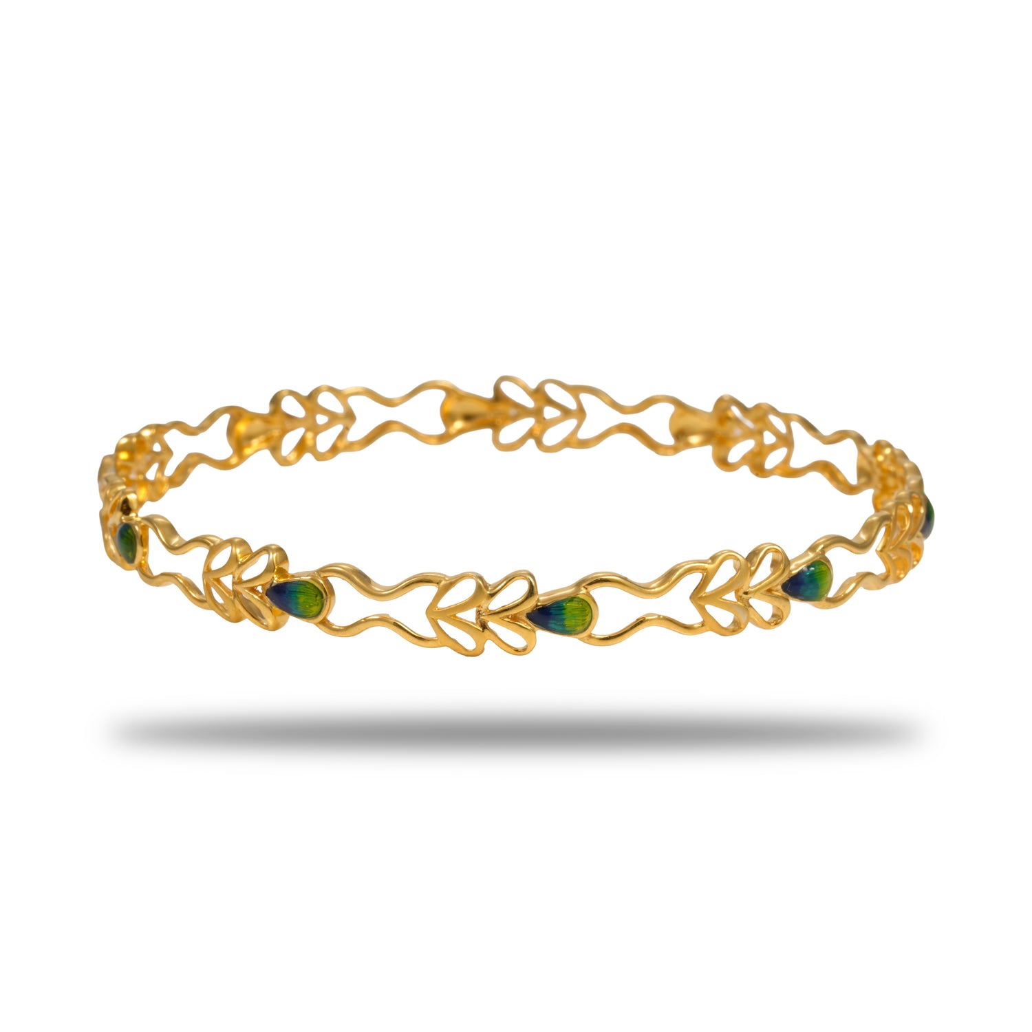 Anvika Golden Heritage Silver Zircon Bangles Radiant Gold Finish – 419-00988
