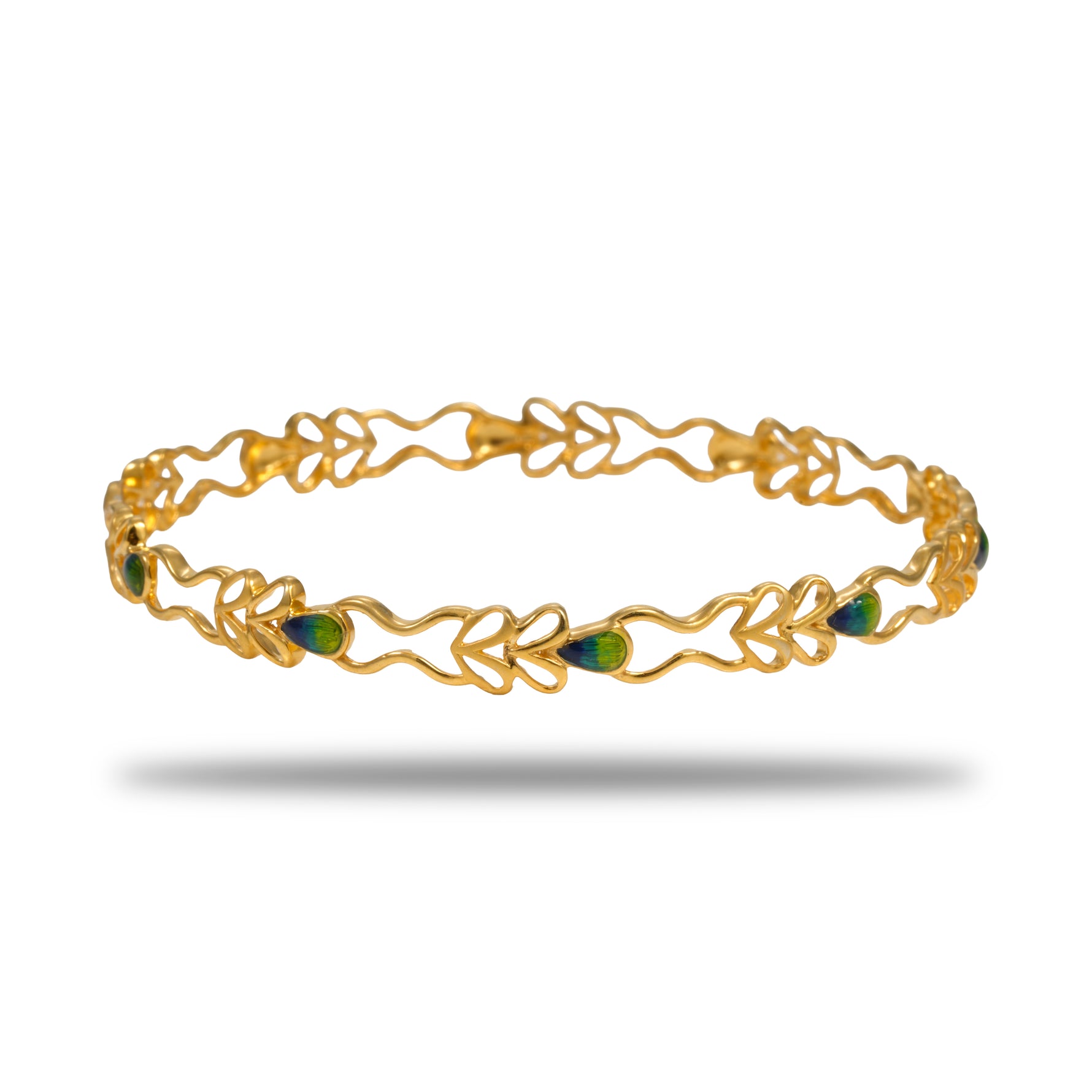 Anvika Golden Heritage Silver Zircon Bangles Radiant Gold Finish – 419-00988